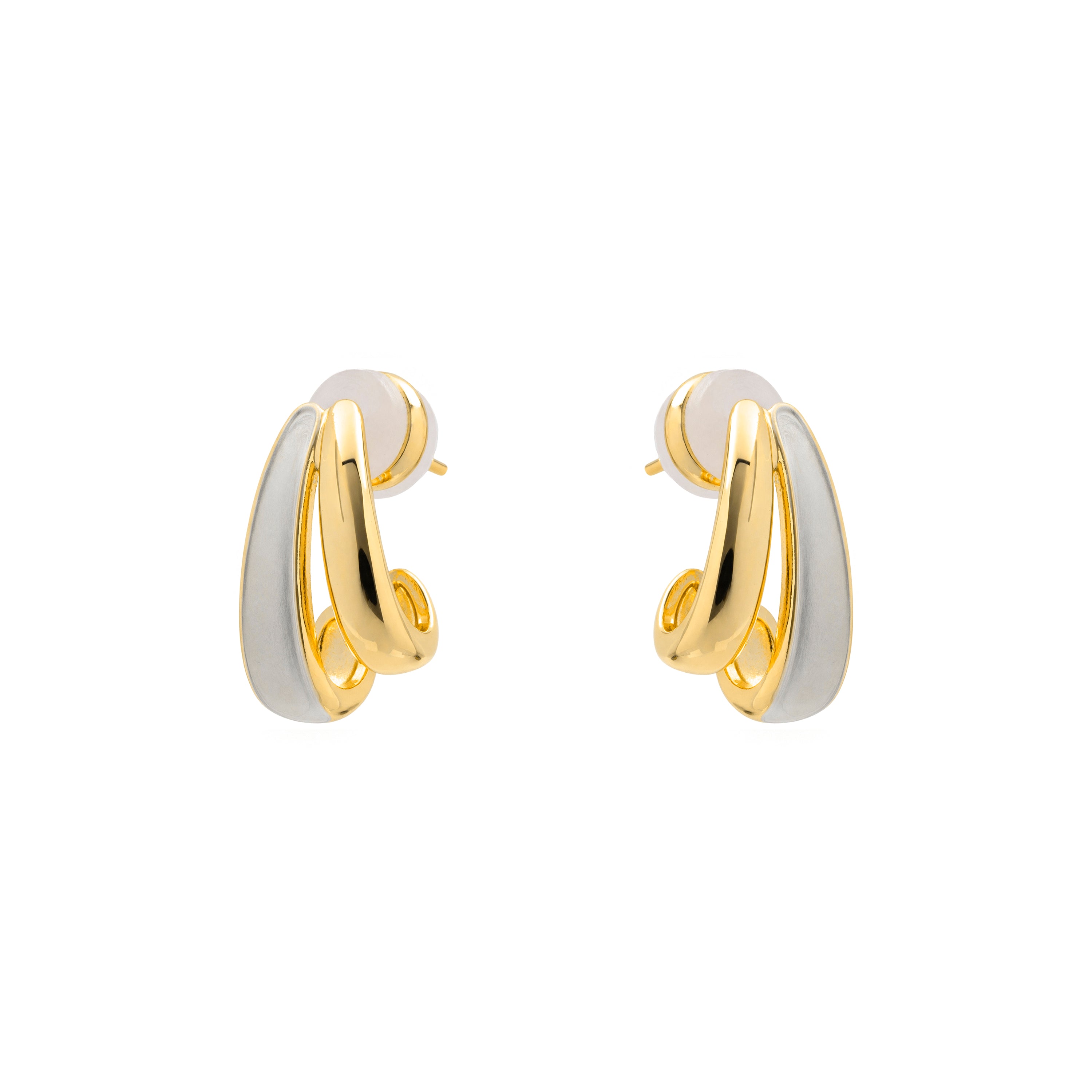 Orecchini in lacca bianca con finitura in oro giallo 18k - Tae