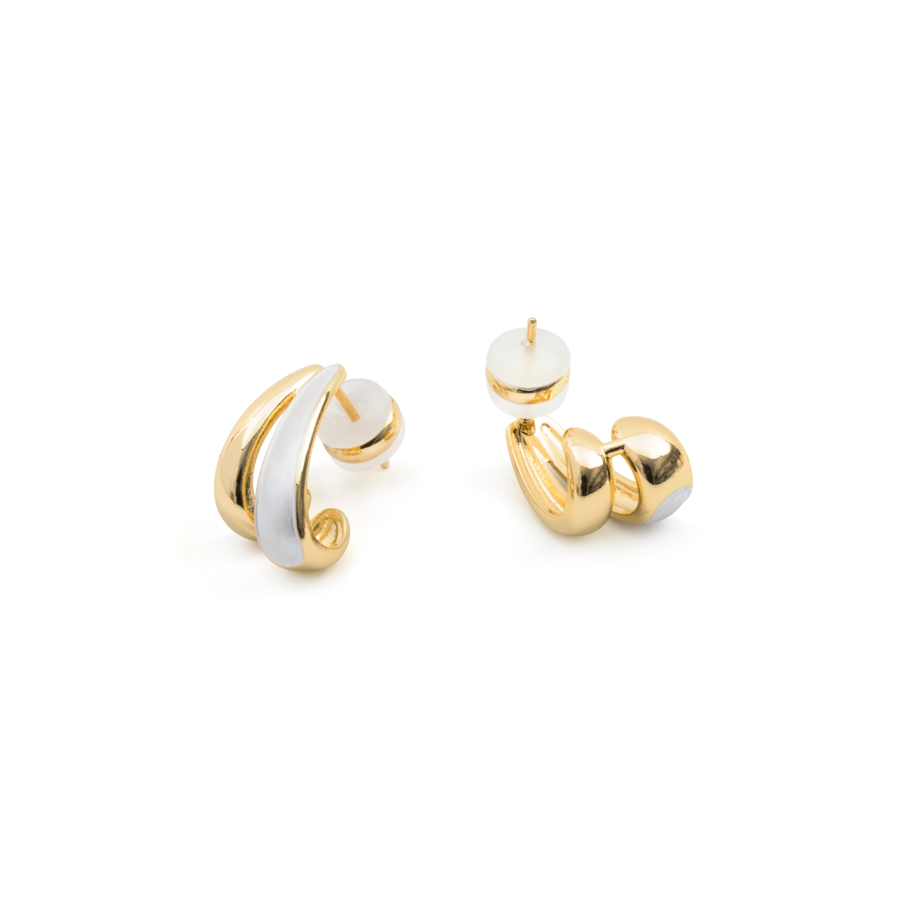 Orecchini in lacca bianca con finitura in oro giallo 18k - Tae