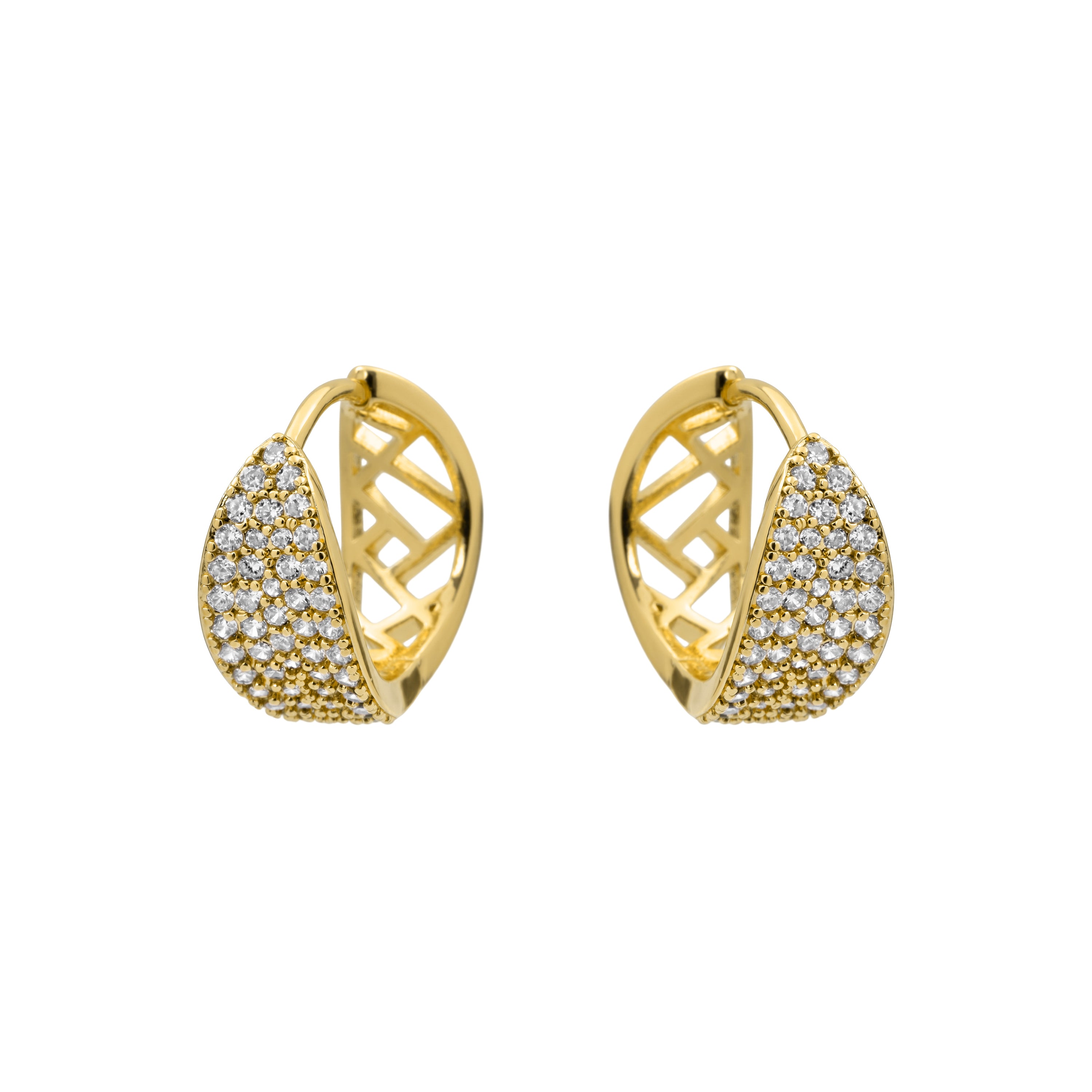 Pendientes de Circonita Brillante acabado en oro amarillo de 18k - Heran