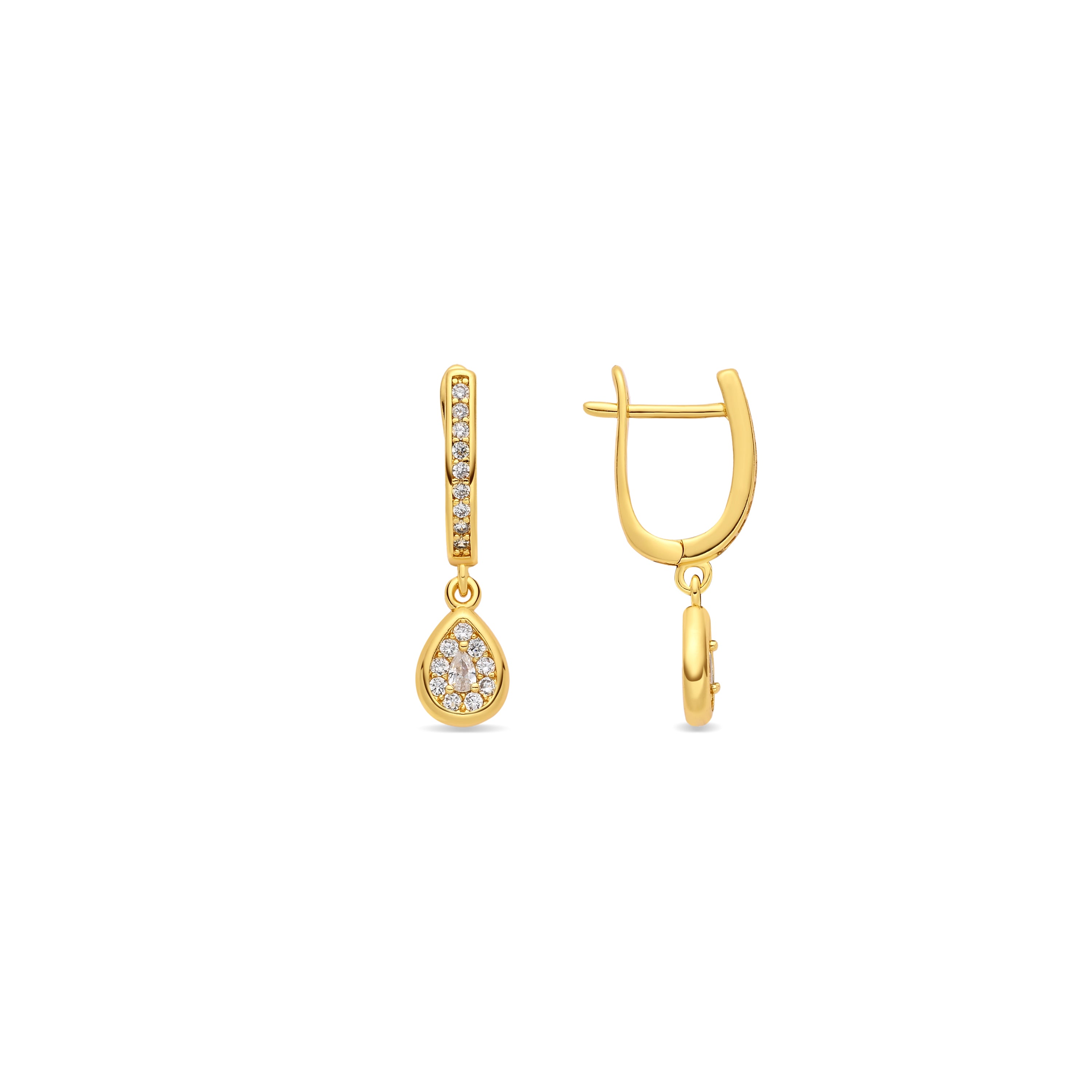 Pendientes de Circonita Brillante acabado en oro amarillo de 18k - Cryan
