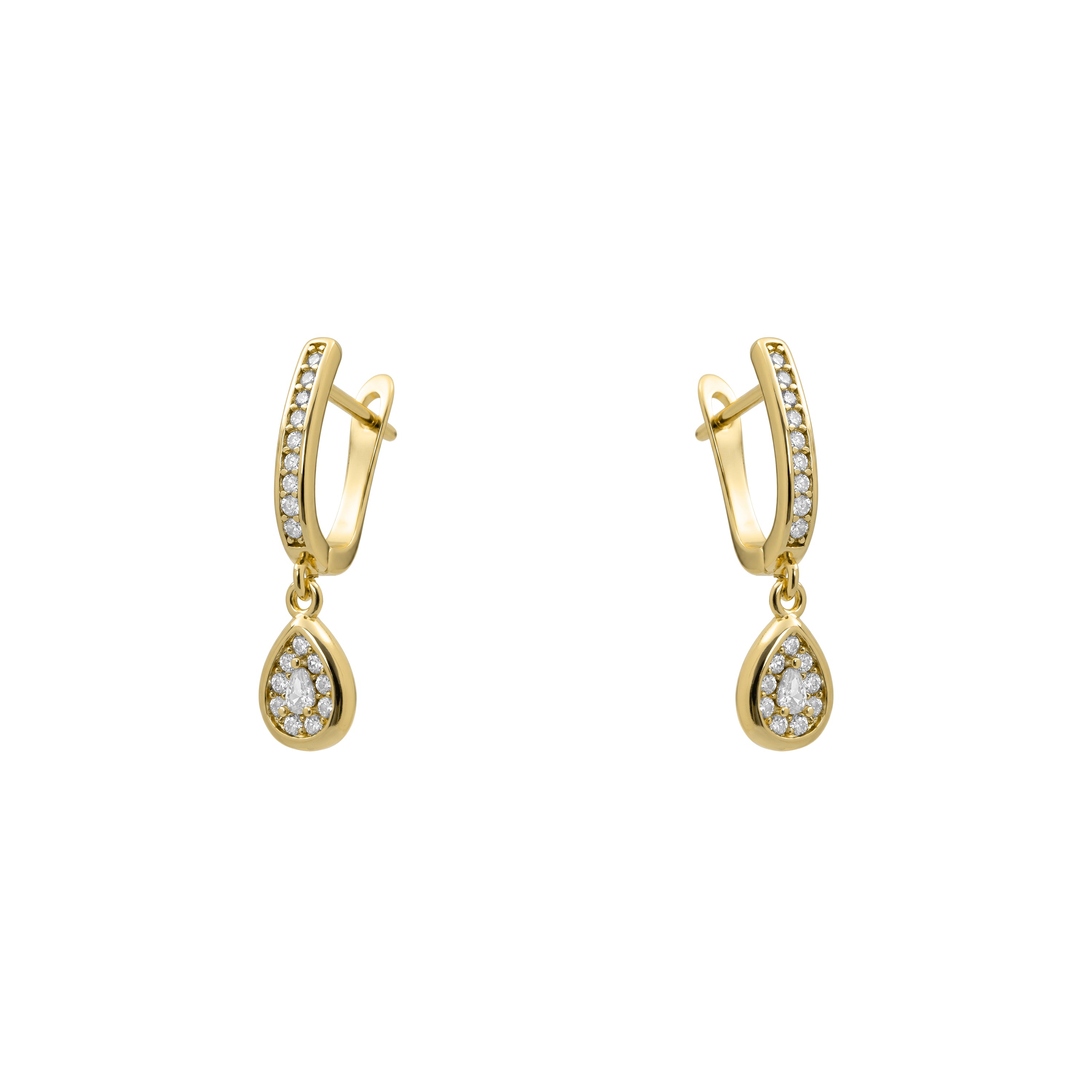 Pendientes de Circonita Brillante acabado en oro amarillo de 18k - Cryan