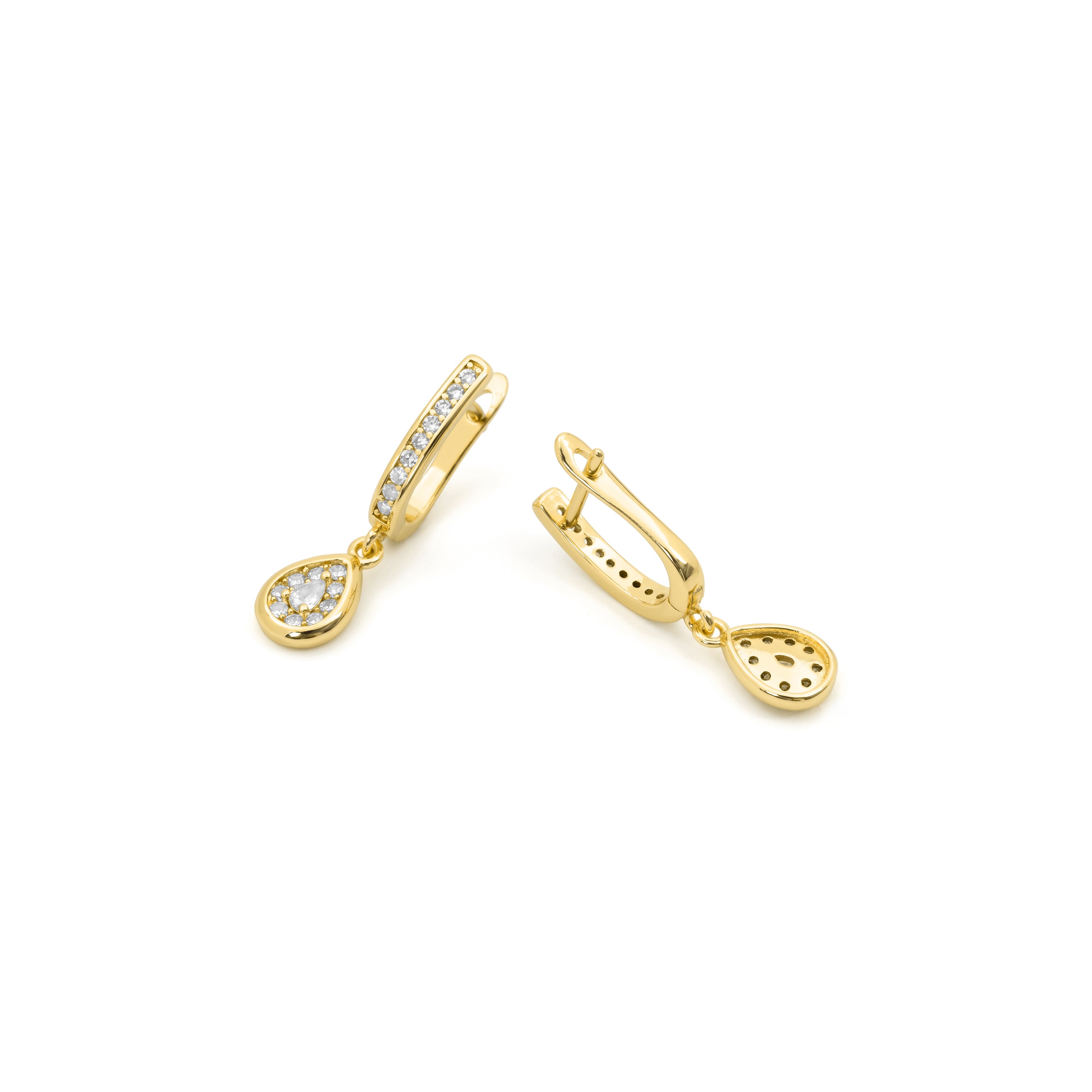 Pendientes de Circonita Brillante acabado en oro amarillo de 18k - Cryan