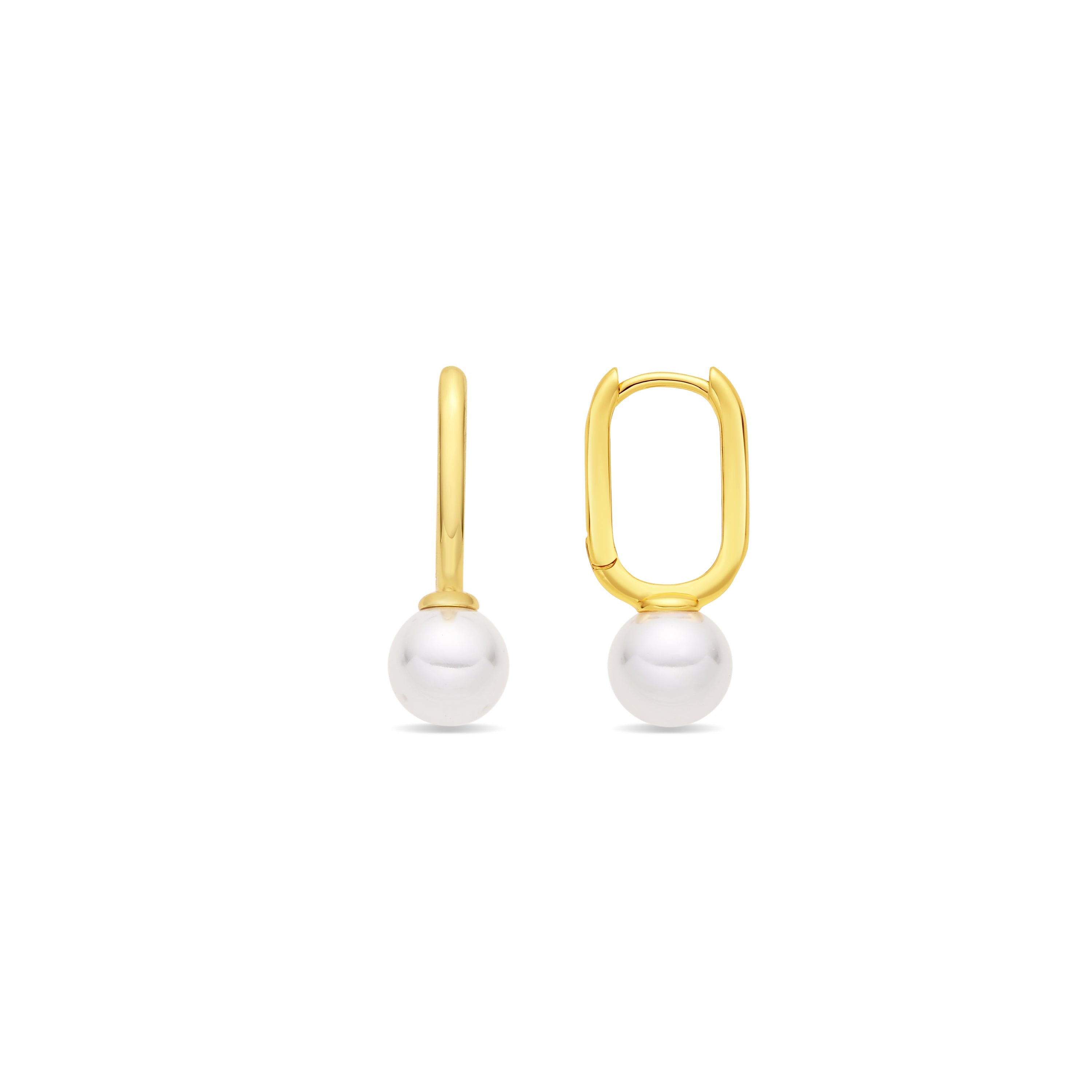 Pendientes de Perla Blanca acabado en oro amarillo de 18k - Aolo