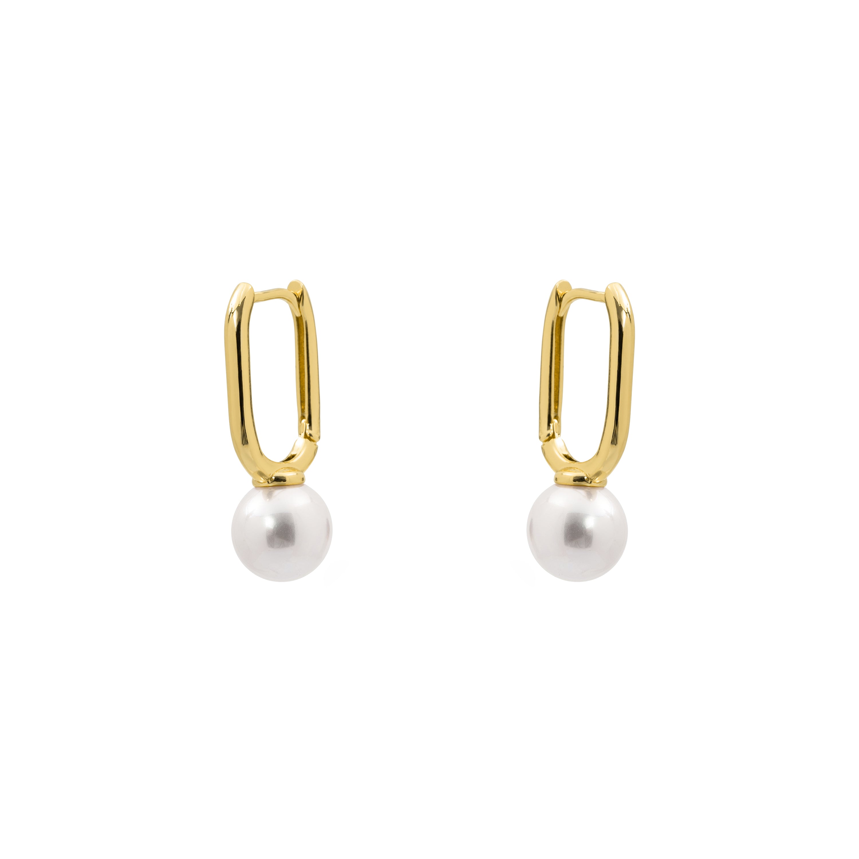 Pendientes de Perla Blanca acabado en oro amarillo de 18k - Aolo
