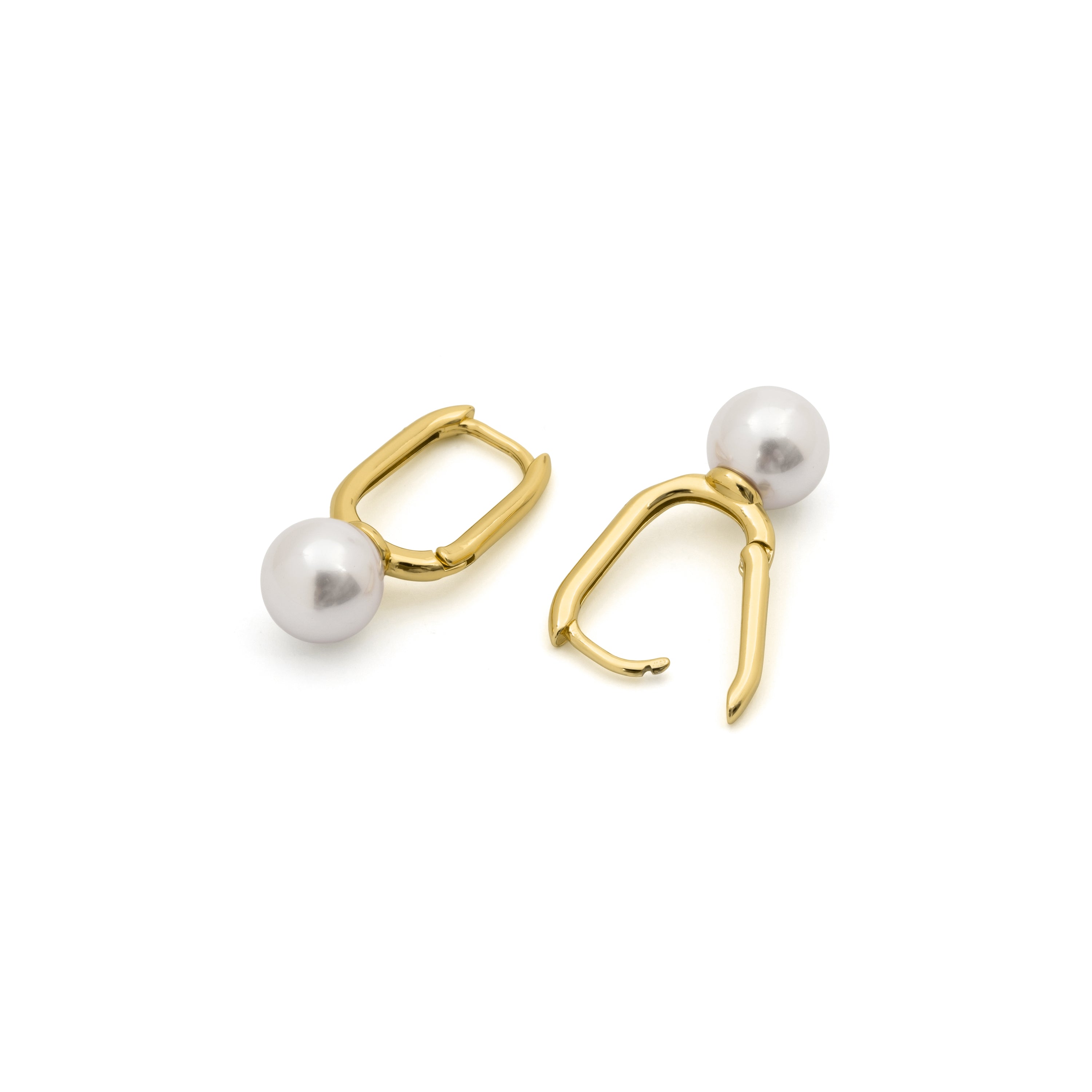 Pendientes de Perla Blanca acabado en oro amarillo de 18k - Aolo