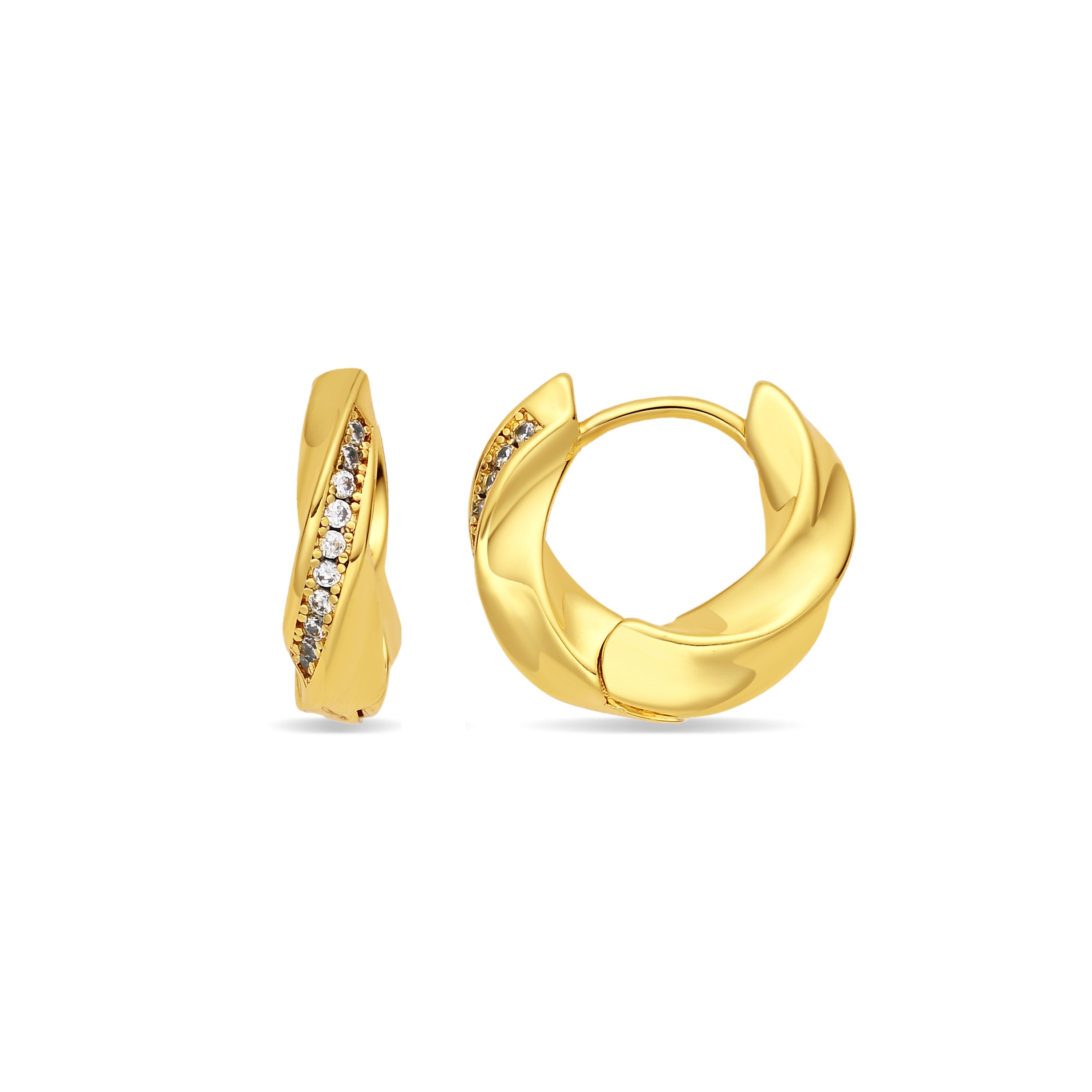 Pendientes de Circonita Brillante acabado en oro amarillo de 18k - Merij