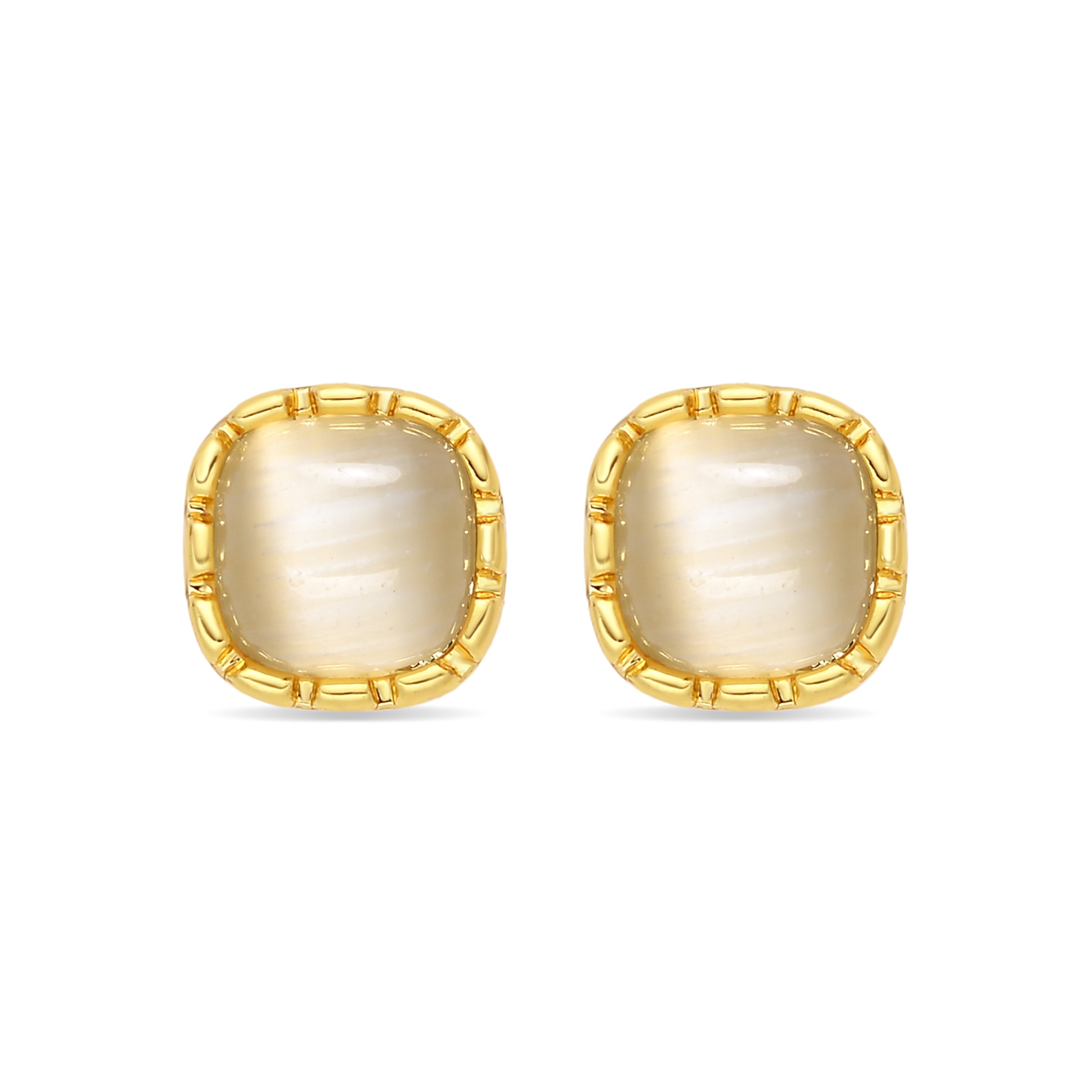 Pendientes de Ojo de Gato acabado en oro amarillo de 18k - Dakiel