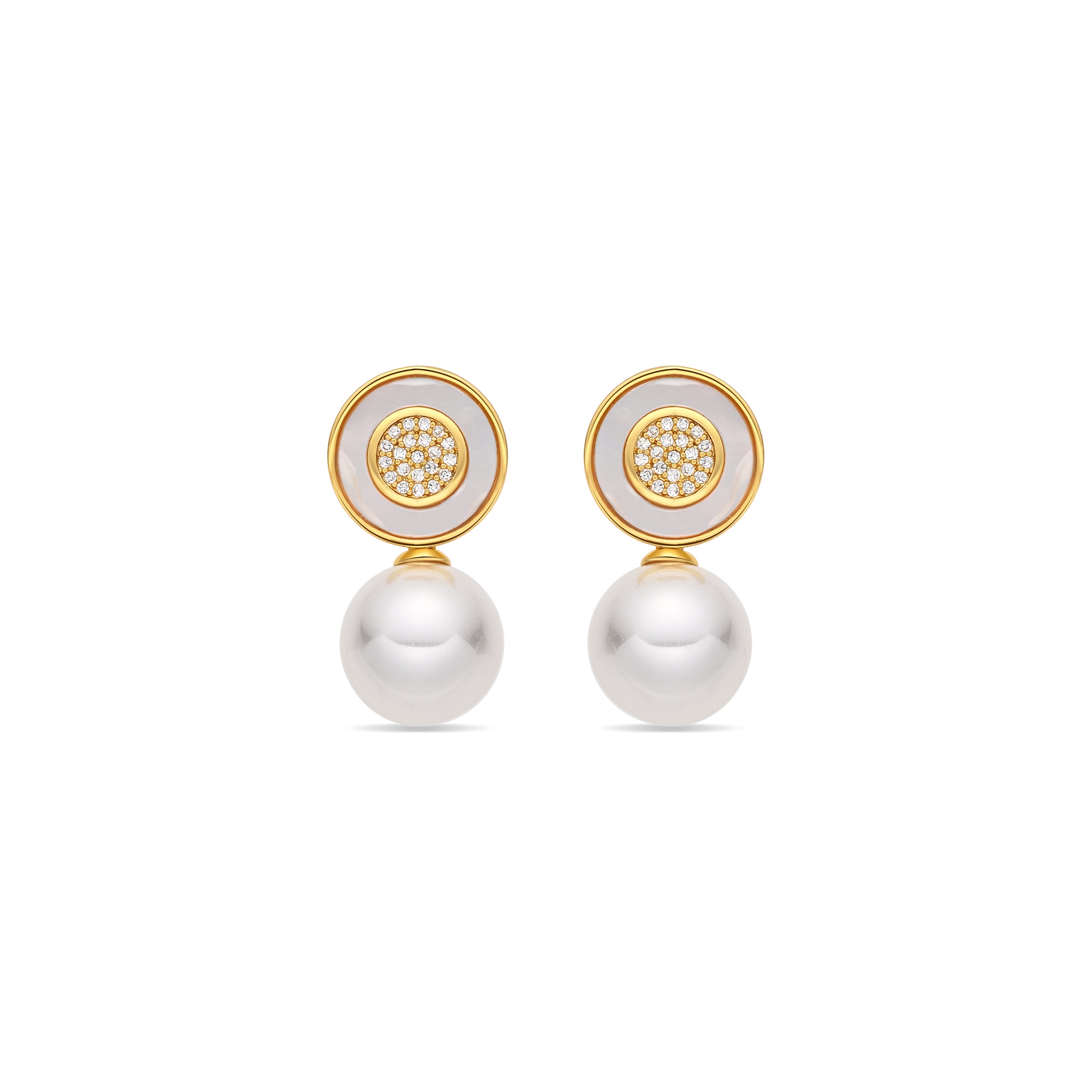 Pendientes de Circonita Brillante acabado en oro amarillo de 18k - Yalish