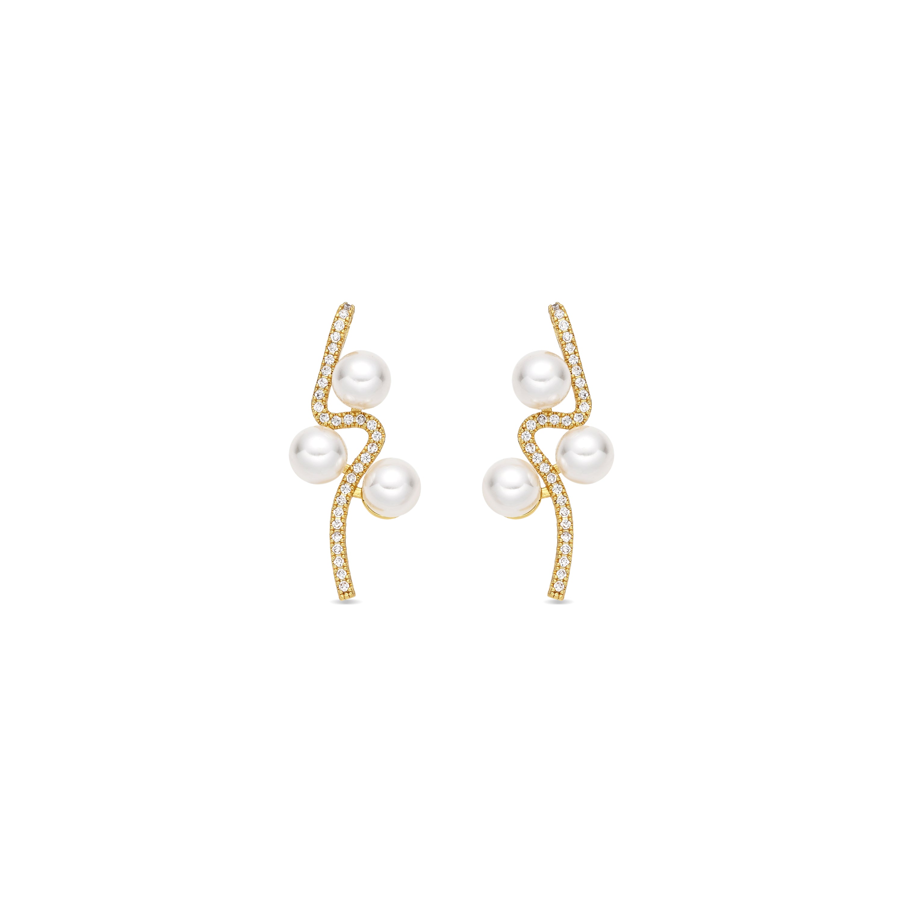 Pendientes de Circonita Brillante acabado en oro amarillo de 18k - Digre