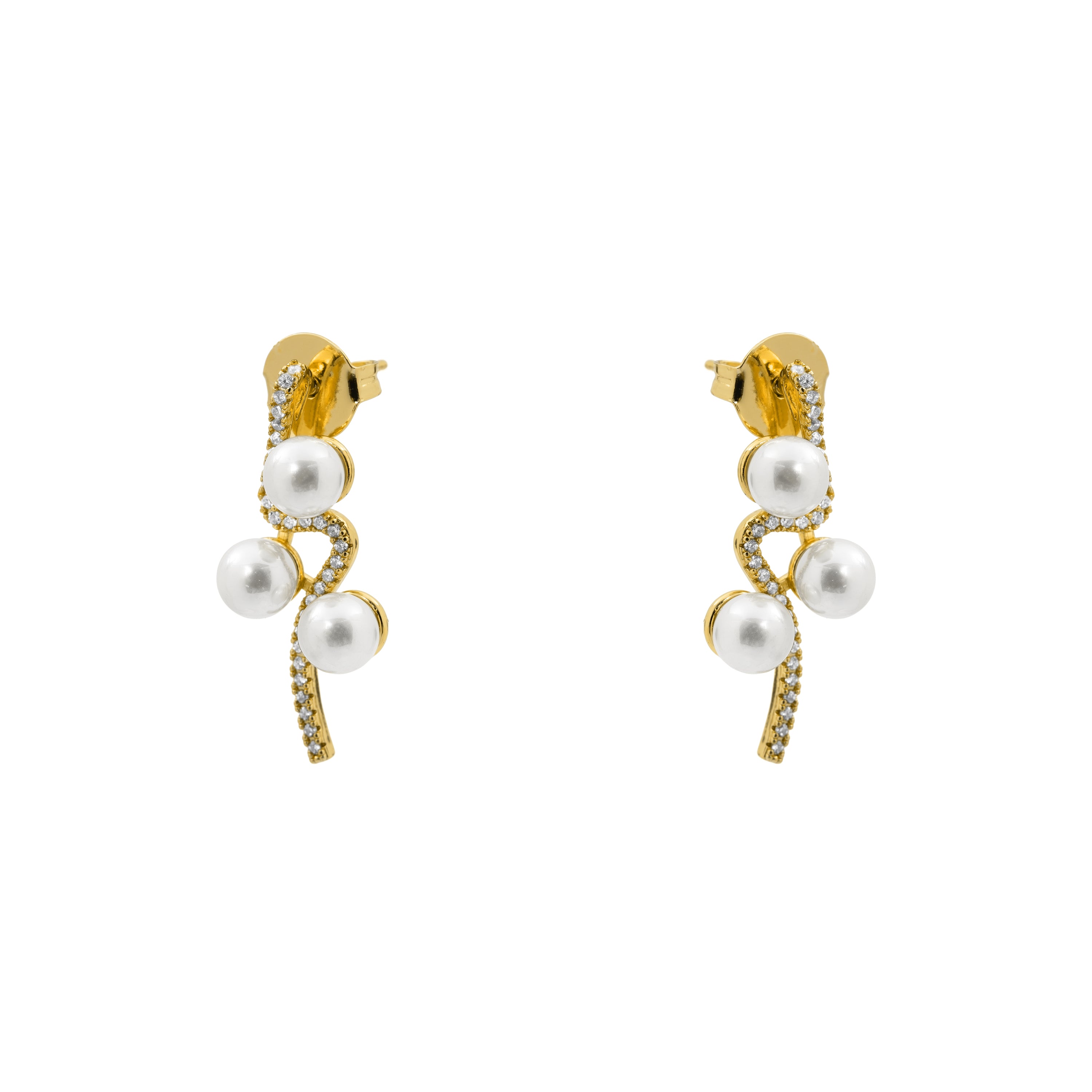 Pendientes de Circonita Brillante acabado en oro amarillo de 18k - Digre
