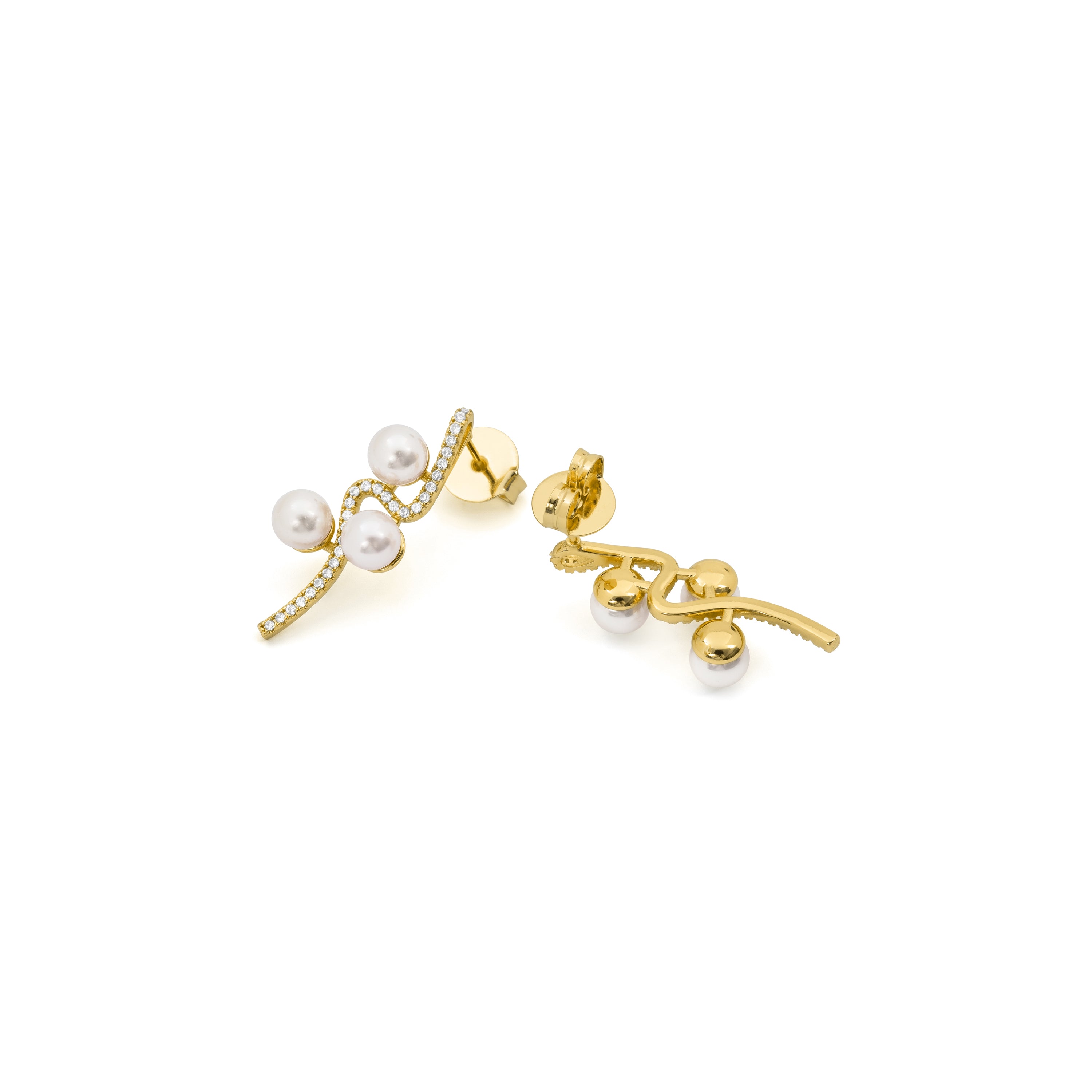 Pendientes de Circonita Brillante acabado en oro amarillo de 18k - Digre