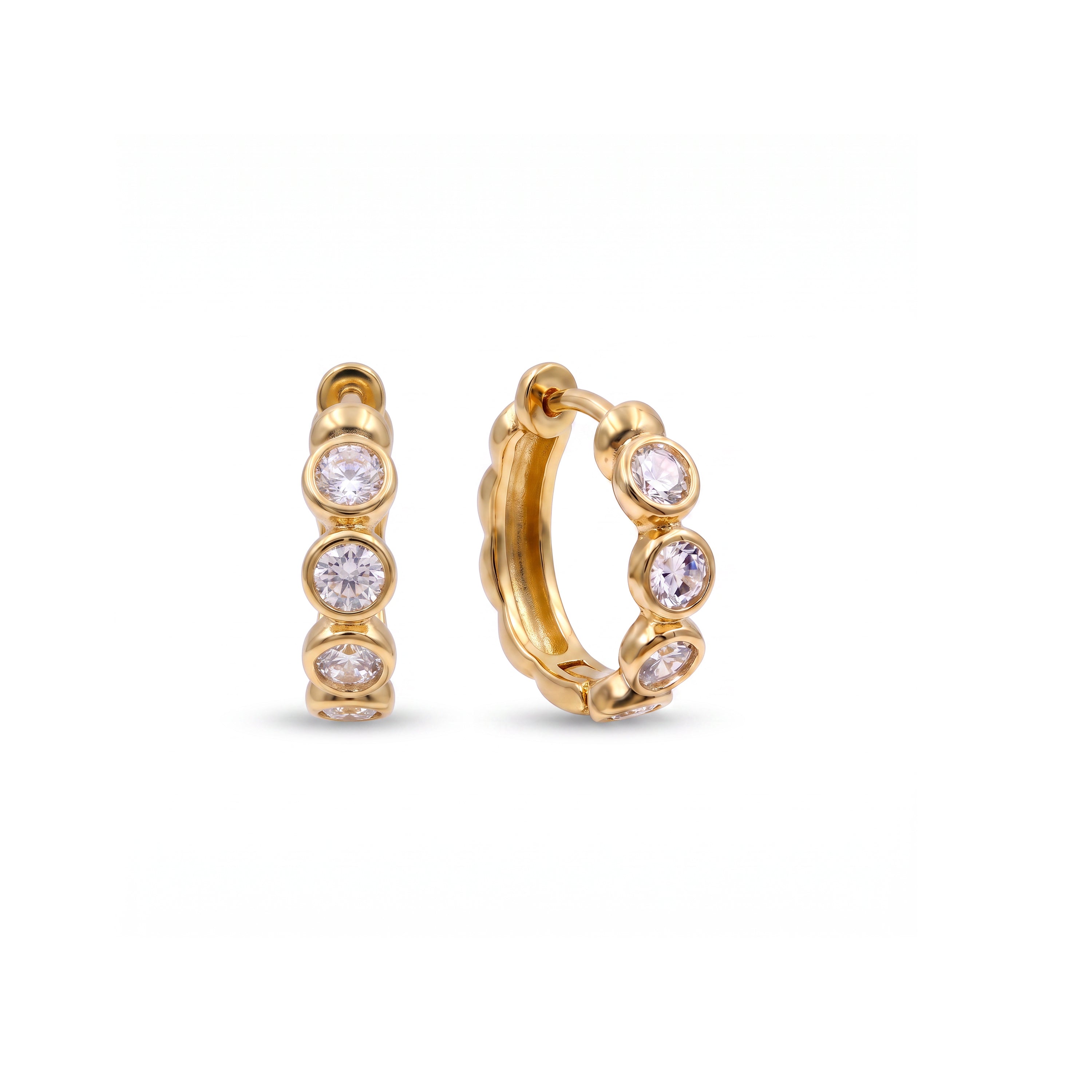 Pendientes de Circonita Brillante acabado en oro amarillo de 18k - Aru