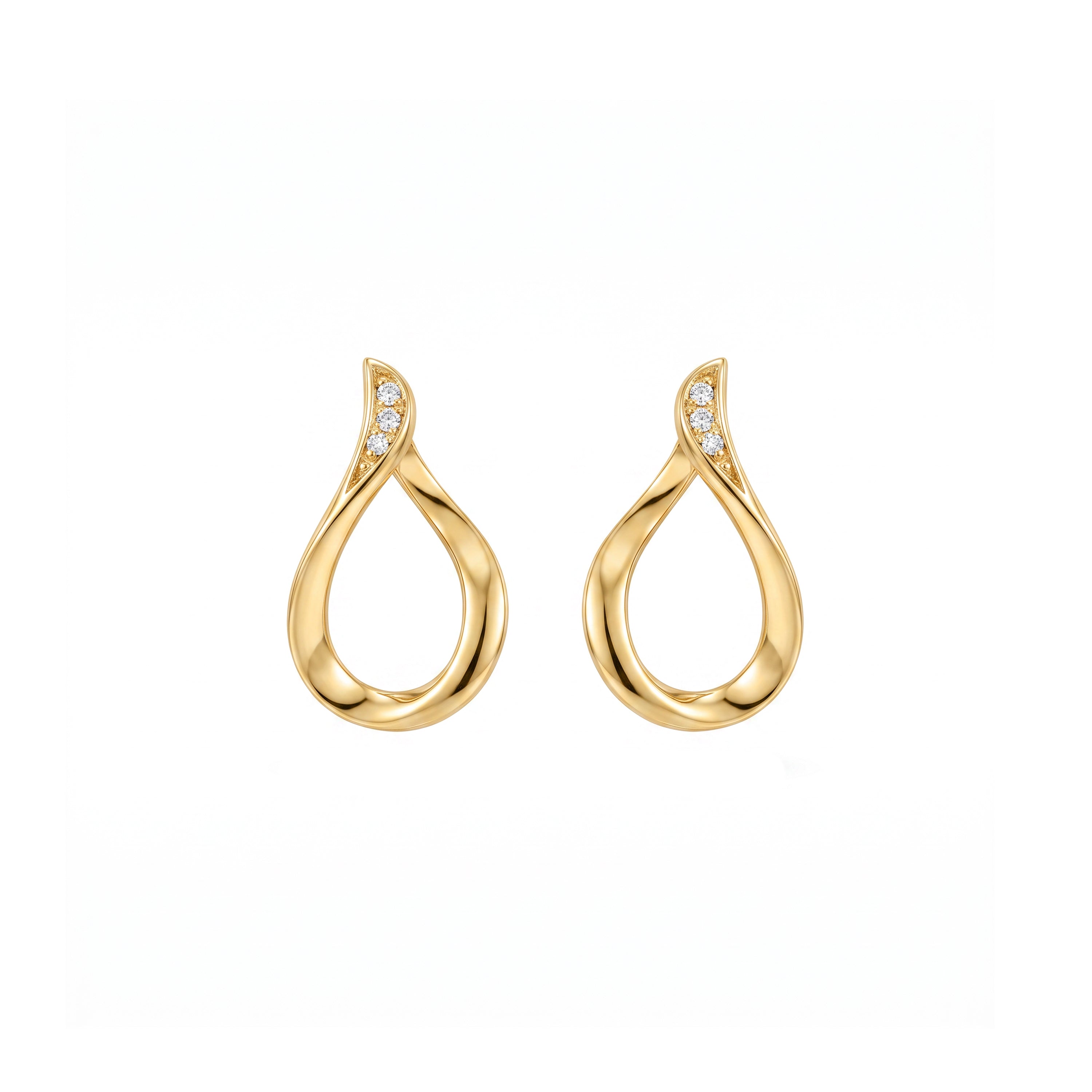 Pendientes de Circonita Brillante acabado en oro amarillo de 18k - Chomay