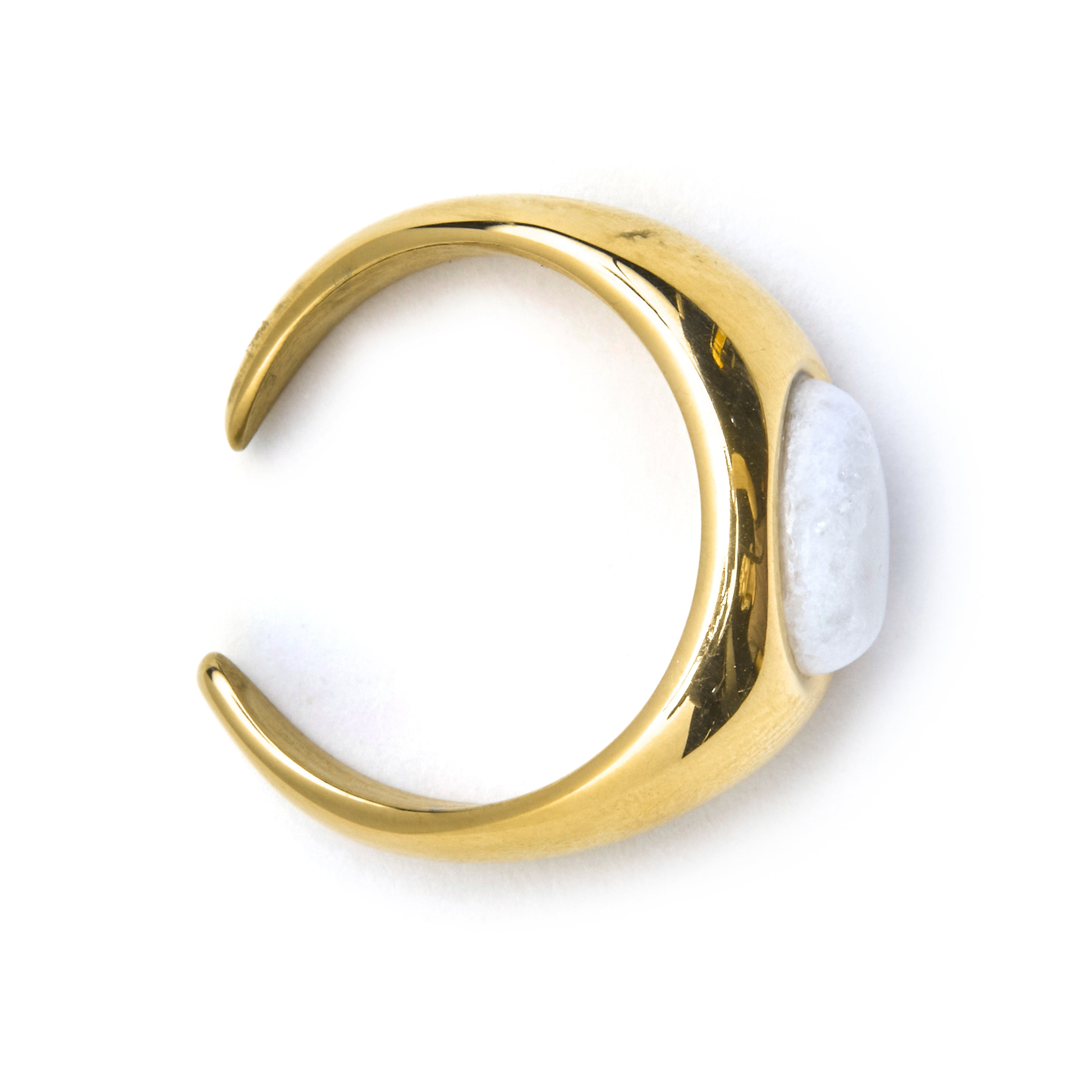 Ring mit weißer Perlmutt-Oberfläche, 18k Gold - Gaudark