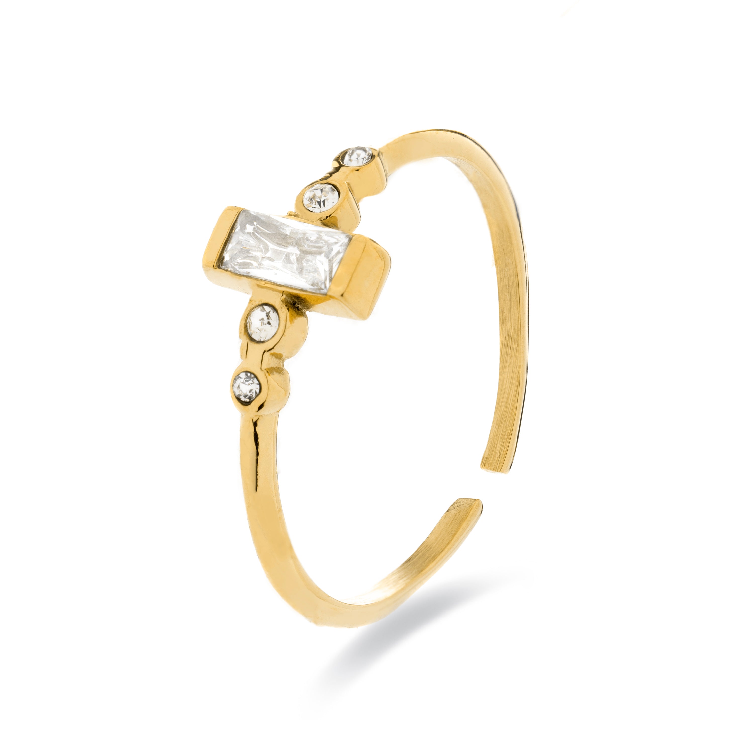 Anel de zircónia brilhante com acabamento em ouro amarelo 18K - Lyt