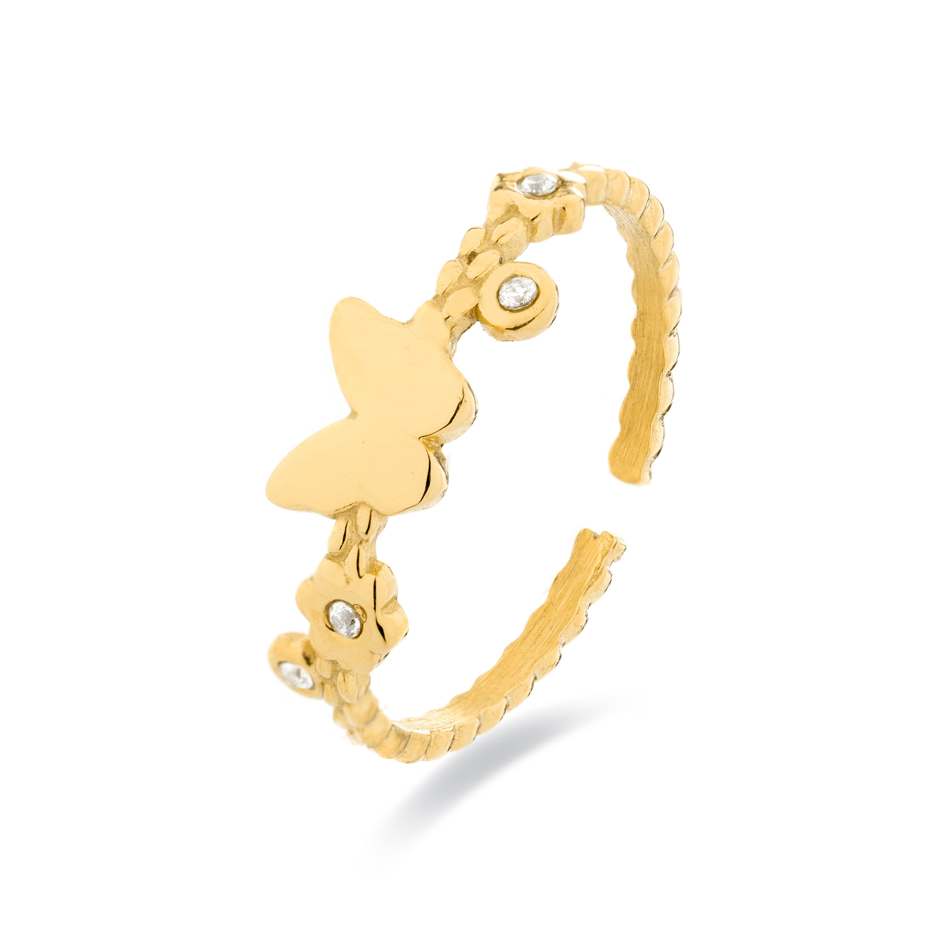 Brillanter Zirkonring mit 18K Gelbgold-Finish - Moki