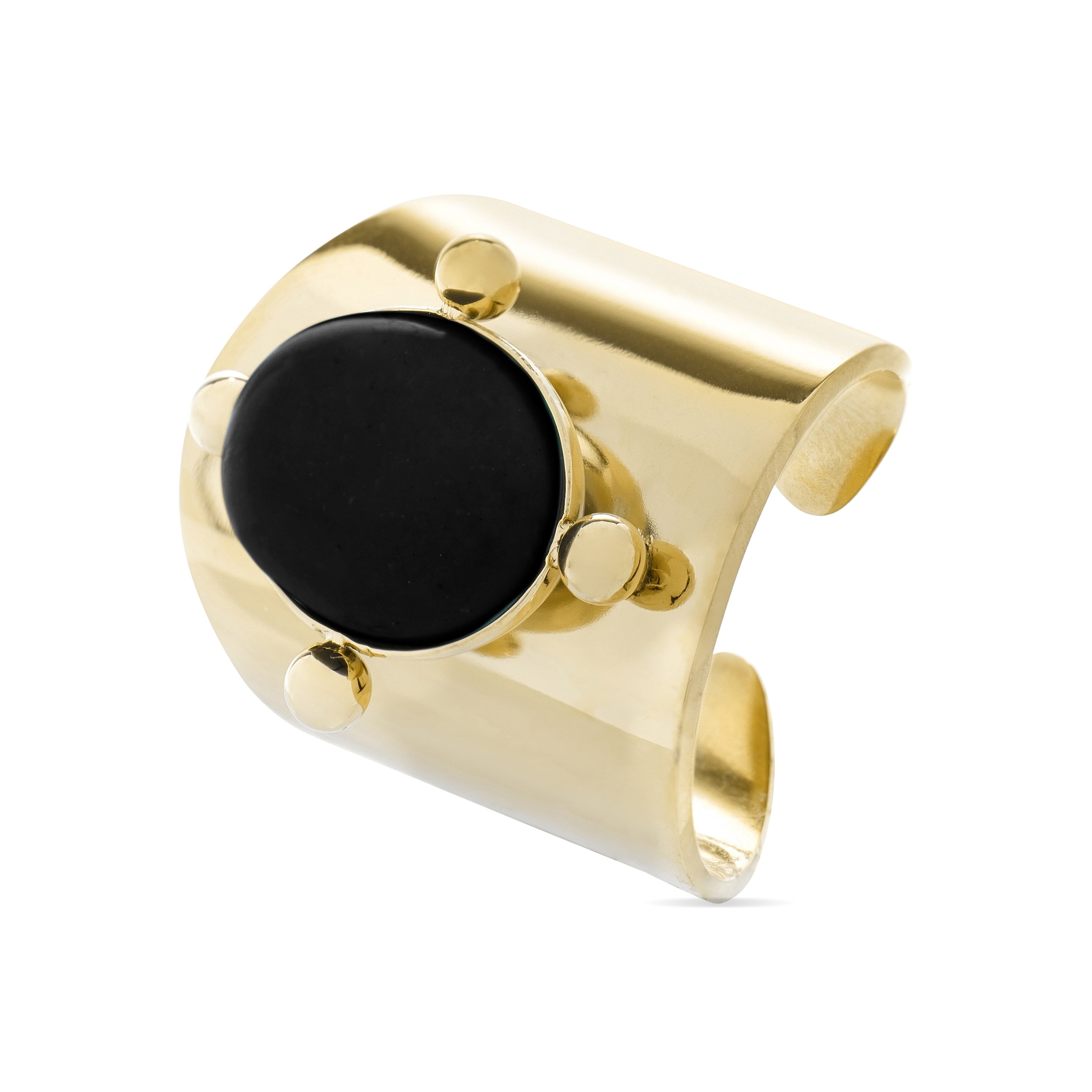 Onyxring mit 18K Gelbgold-Finish - Rhumo
