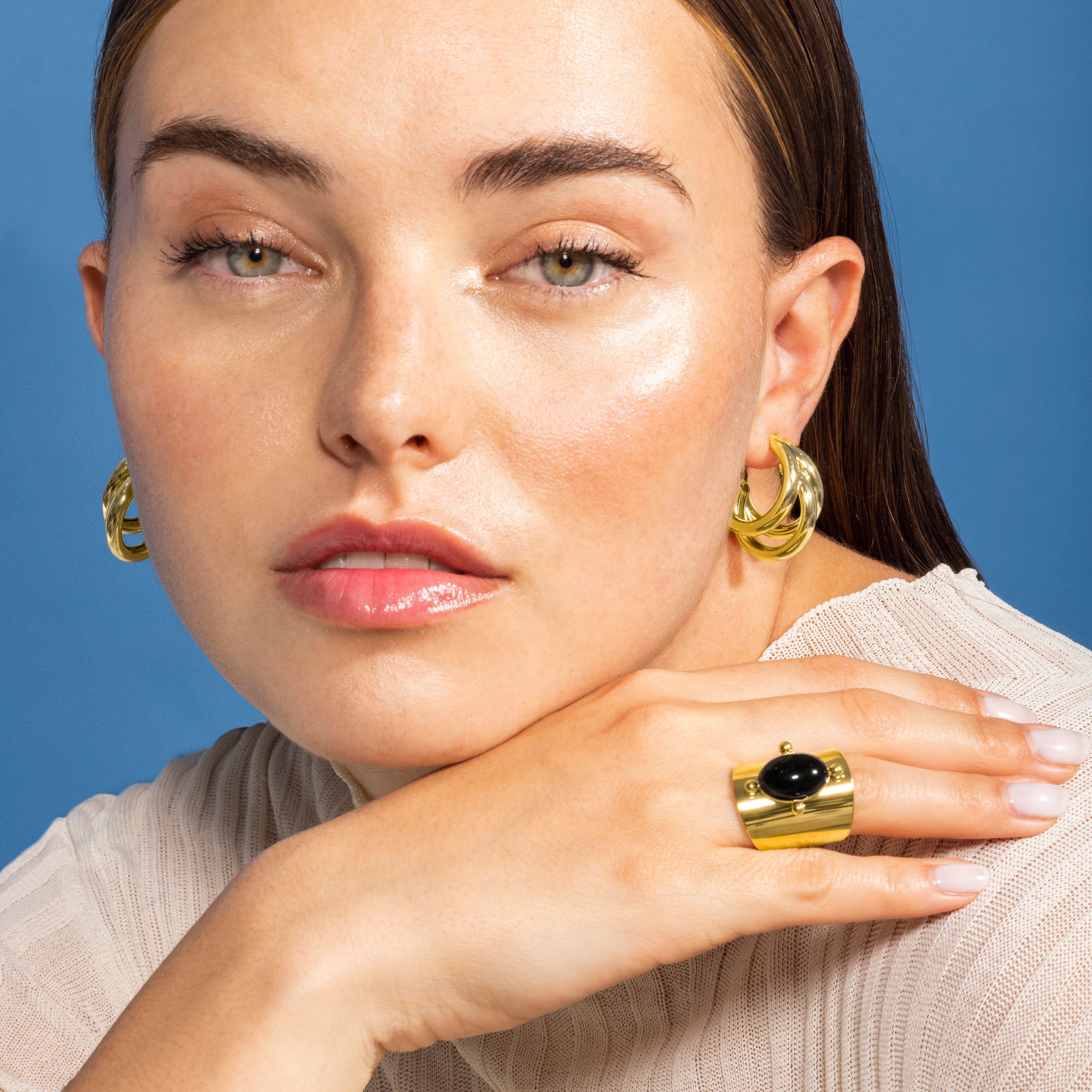 Onyxring mit 18K Gelbgold-Finish - Rhumo