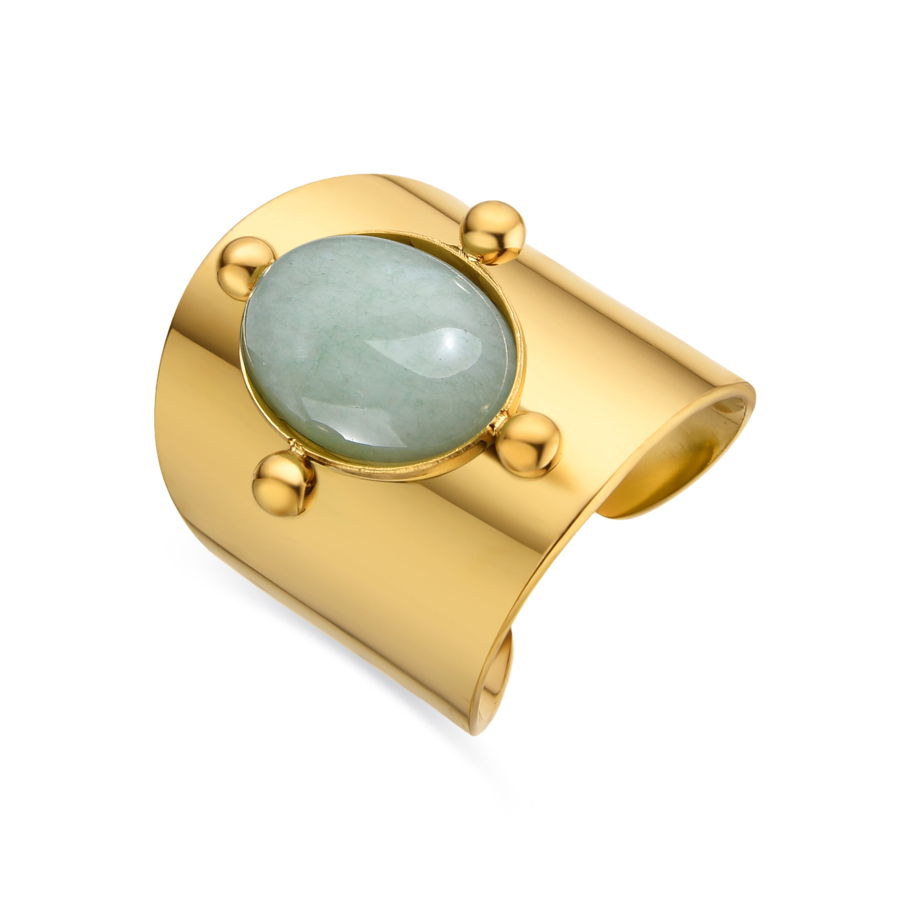 Anello con Amazonite finitura oro 18k - Kumora