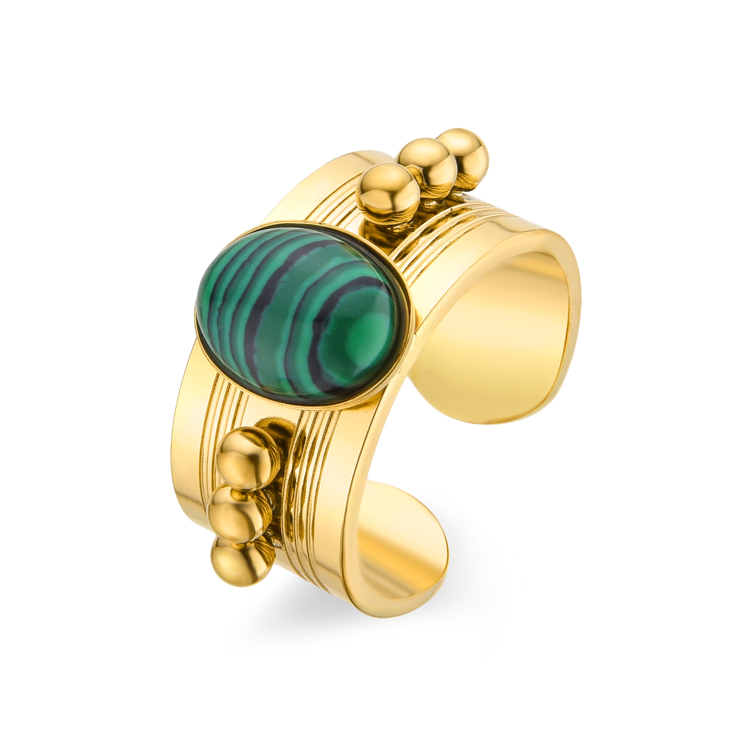 Malachitring mit 18K Gelbgold-Finish - Dadao
