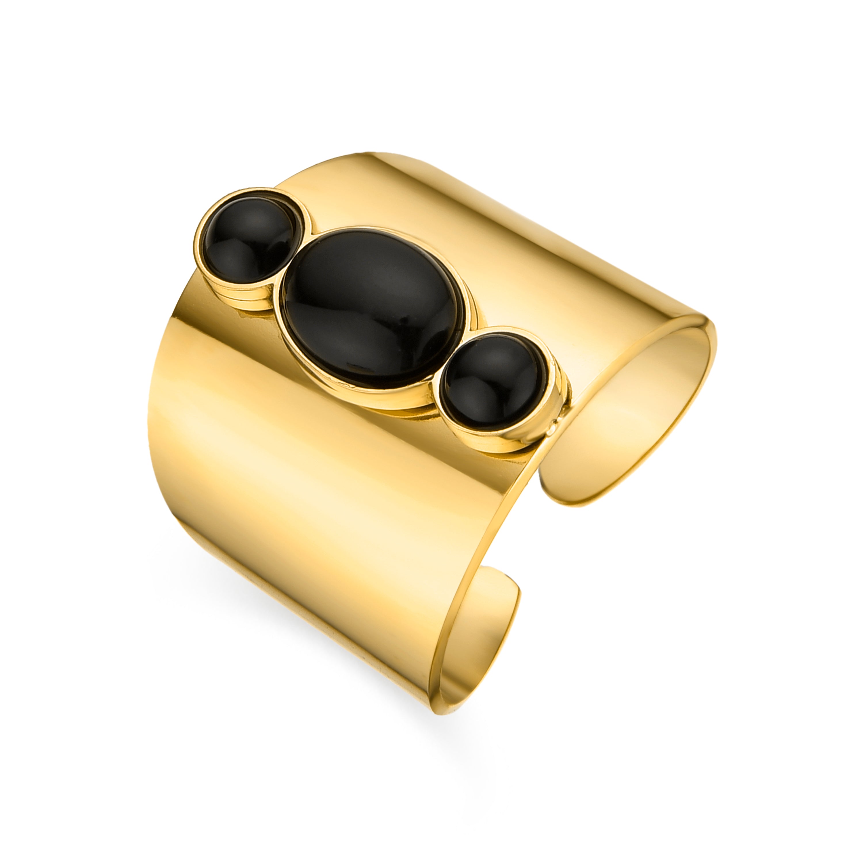 Anel com ônix acabamento em ouro 18k - Lessa