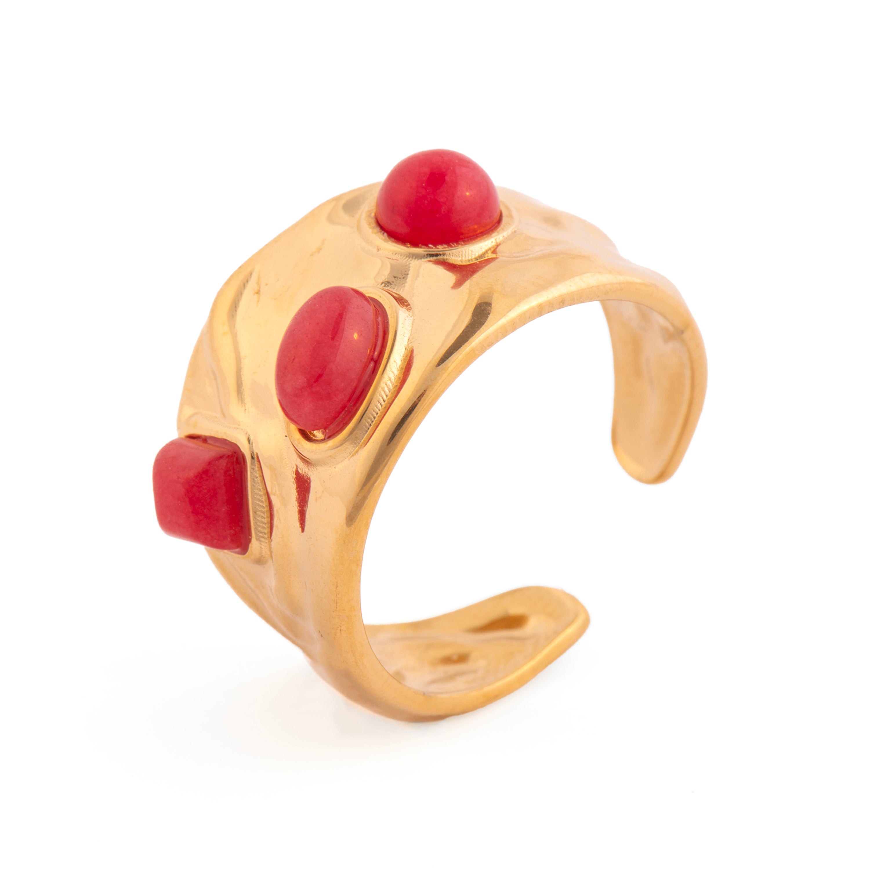 Anello finito in oro giallo 18k e Corallo - Rekbas