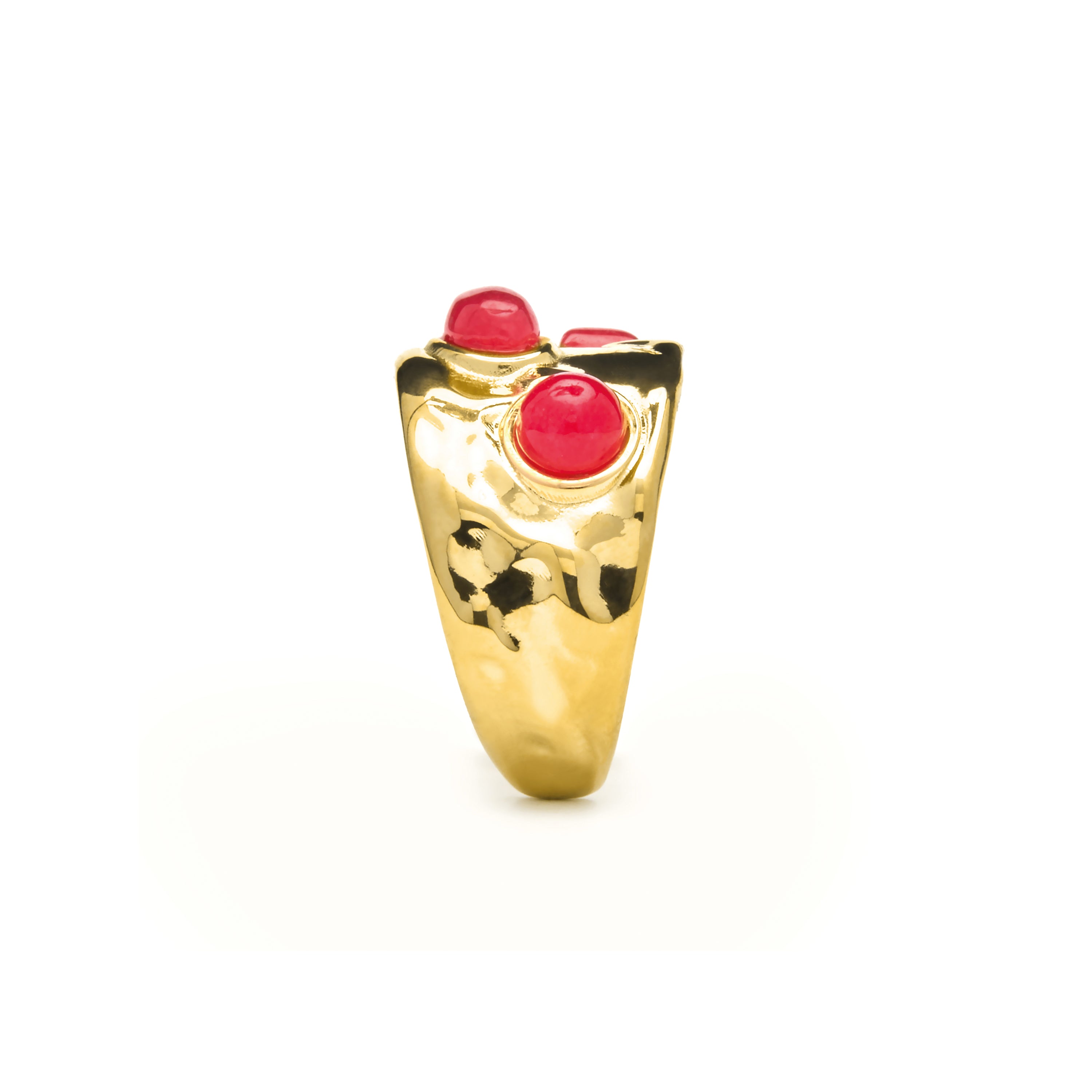 Anello finito in oro giallo 18k e Corallo - Rekbas