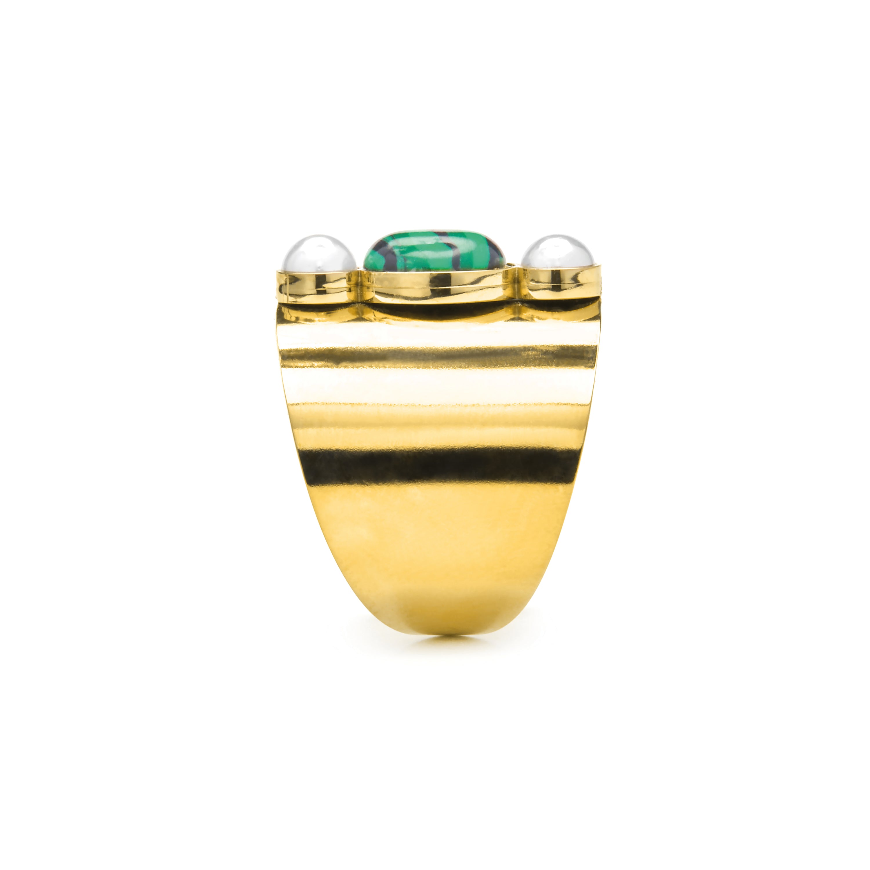 Anillo acabado oro amarillo de 18k y Malaquita - Kiak