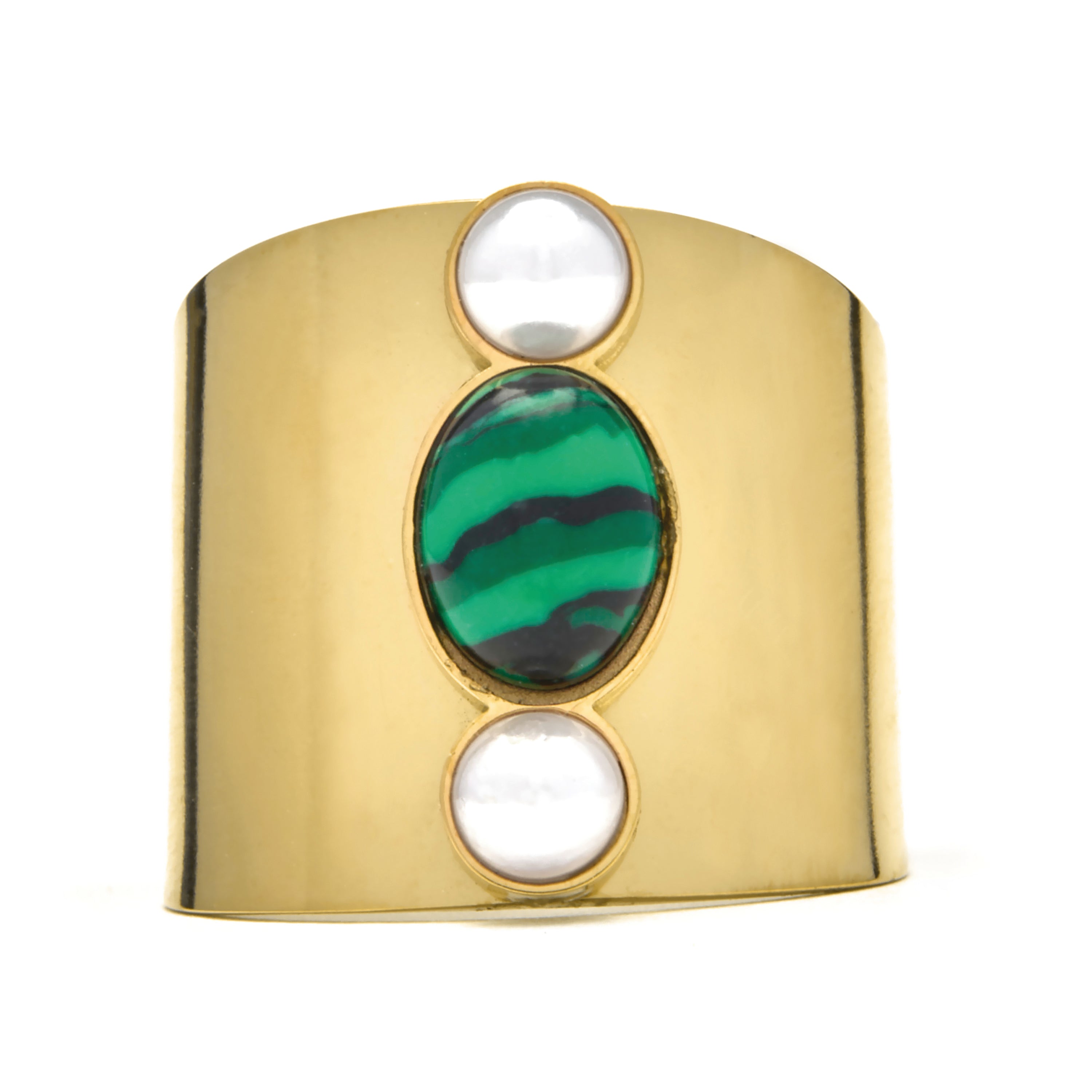 Anillo acabado oro amarillo de 18k y Malaquita - Kiak