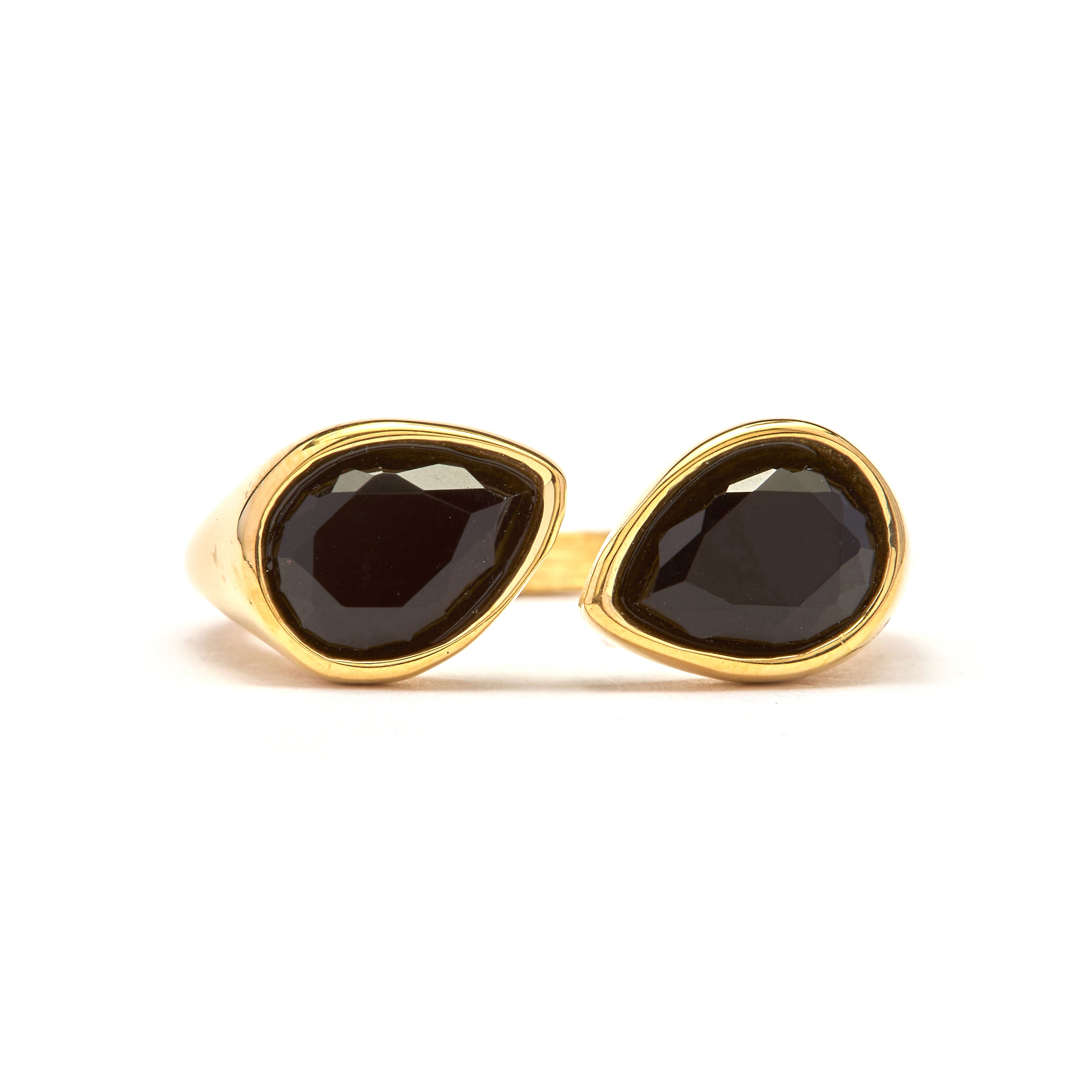 18k Gelbgold-Finish Ring und Hydrothermaler Onyx-Quarz - Hasein