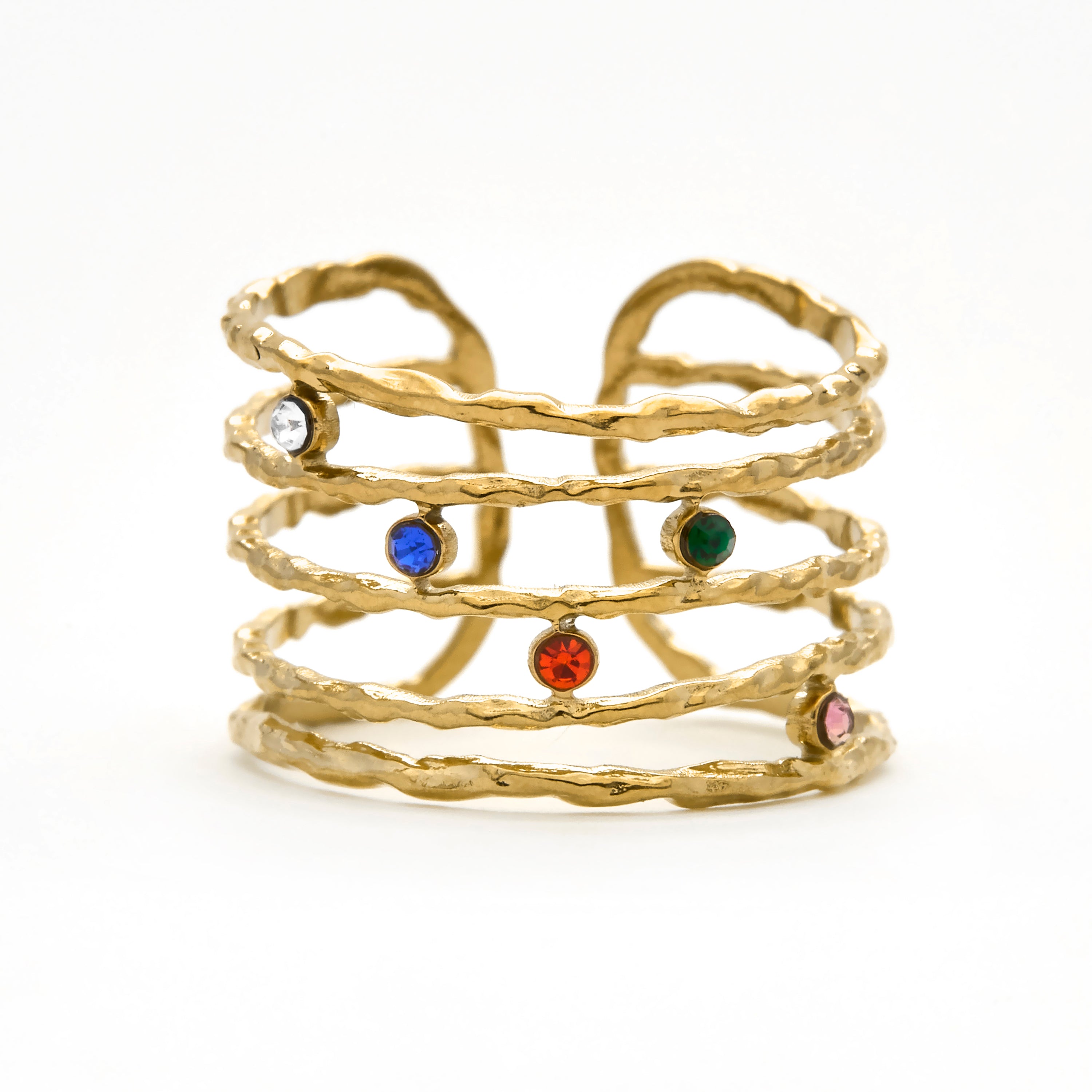 Anillo de Circonita Multicolor acabado en oro amarillo 18k - Copply