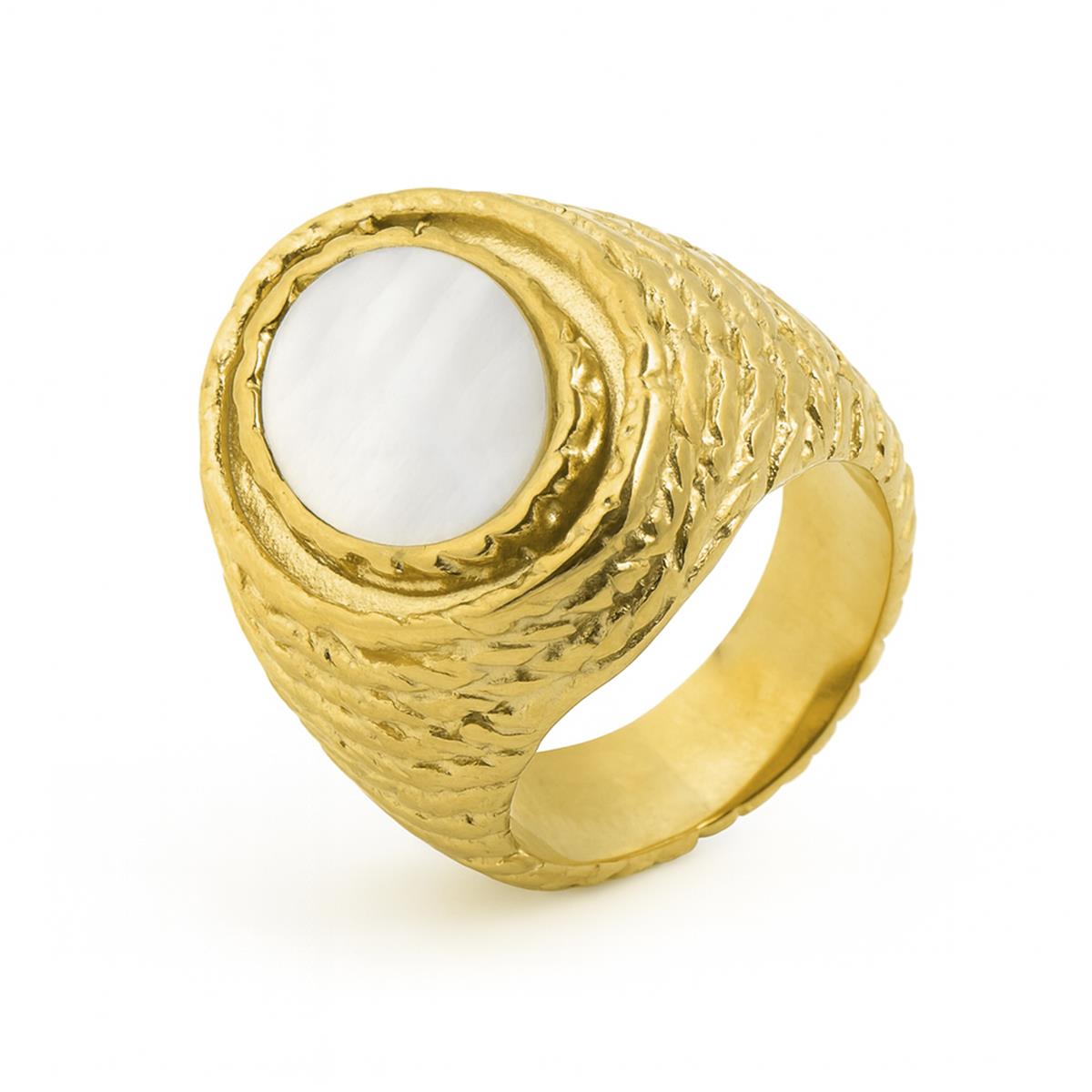 Anillo de Madreperla Blanca acabado en oro amarillo 18k - Mysdan