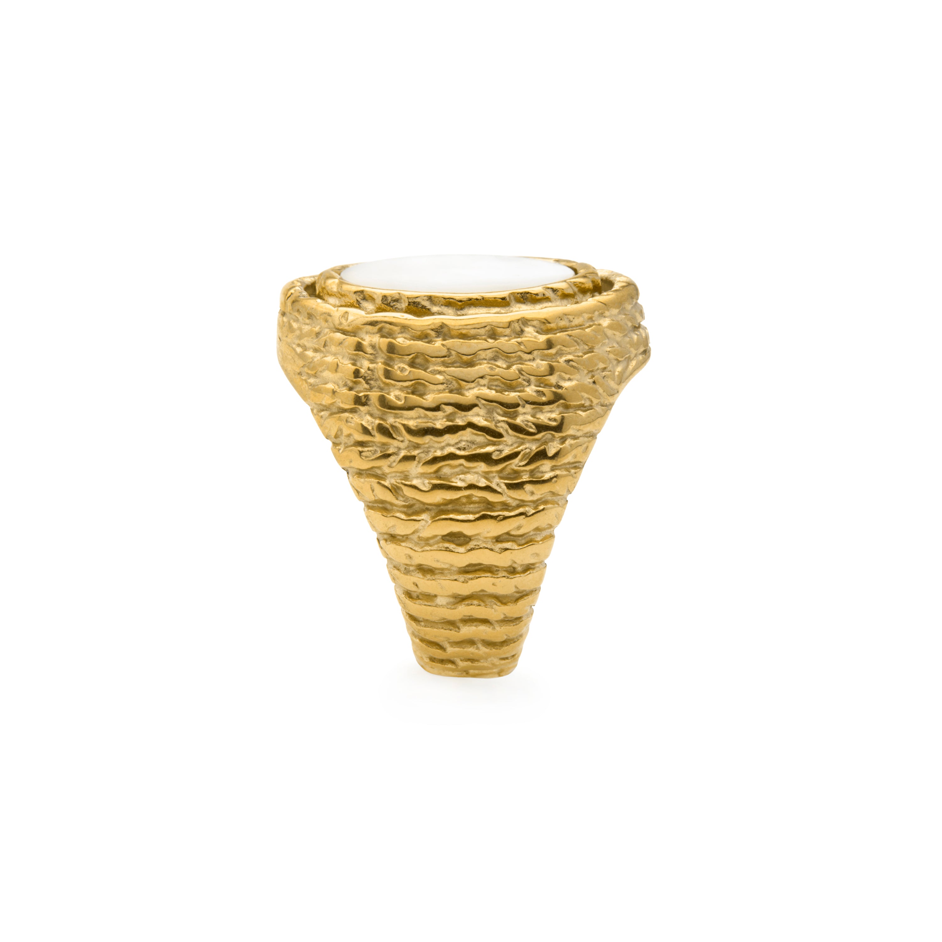 White Mother-of-Pearl Ring finished in 18k yellow gold - Mysdan