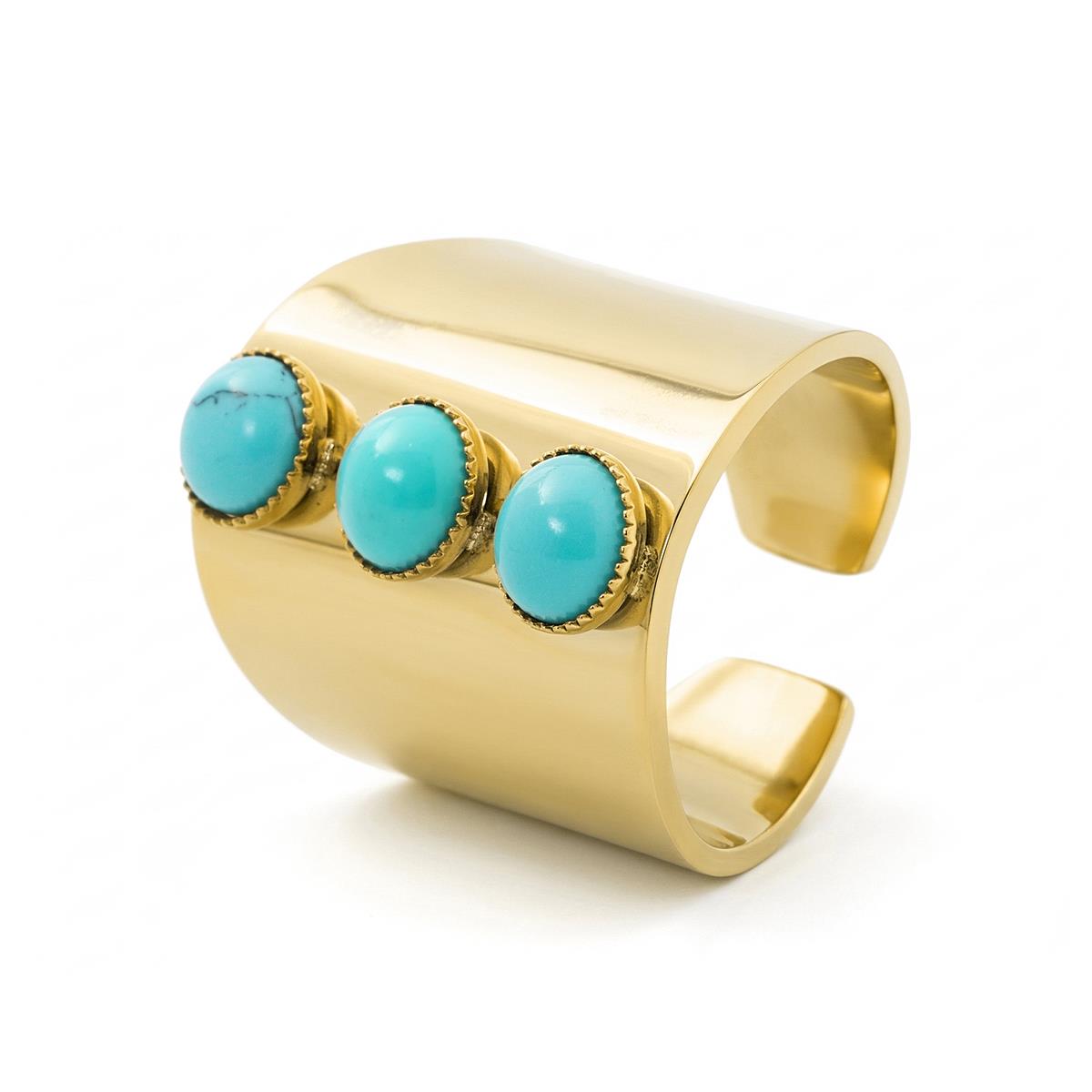 Anel de Turquesa com acabamento em ouro amarelo de 18k - Isum