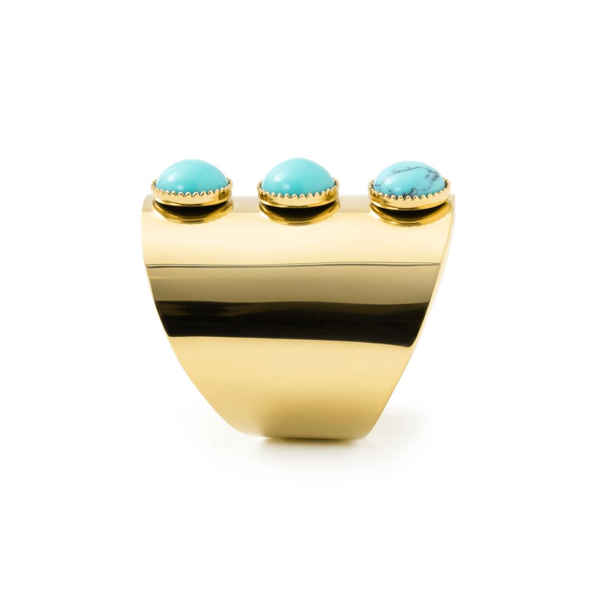18k Yellow Gold Finished Turquoise Ring - Isum
