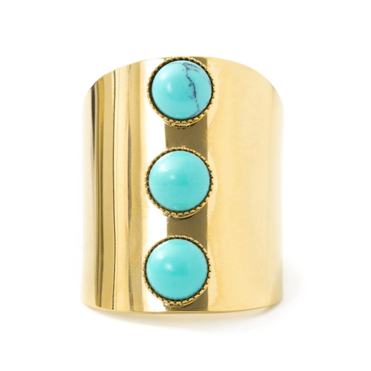 18k Yellow Gold Finished Turquoise Ring - Isum