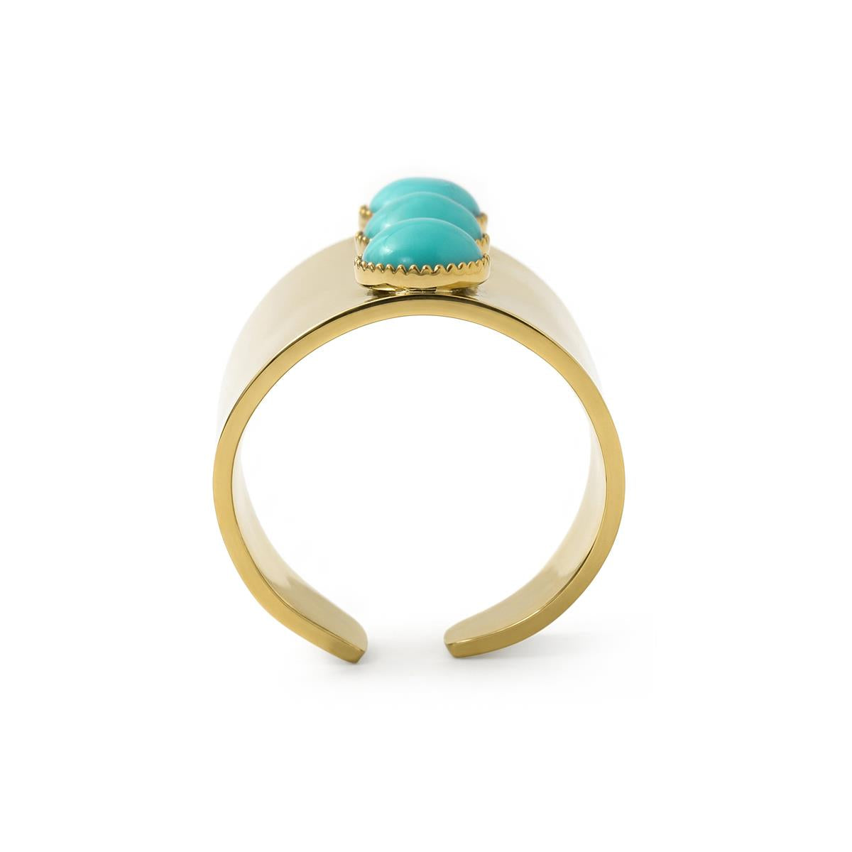 18k Yellow Gold Finished Turquoise Ring - Isum