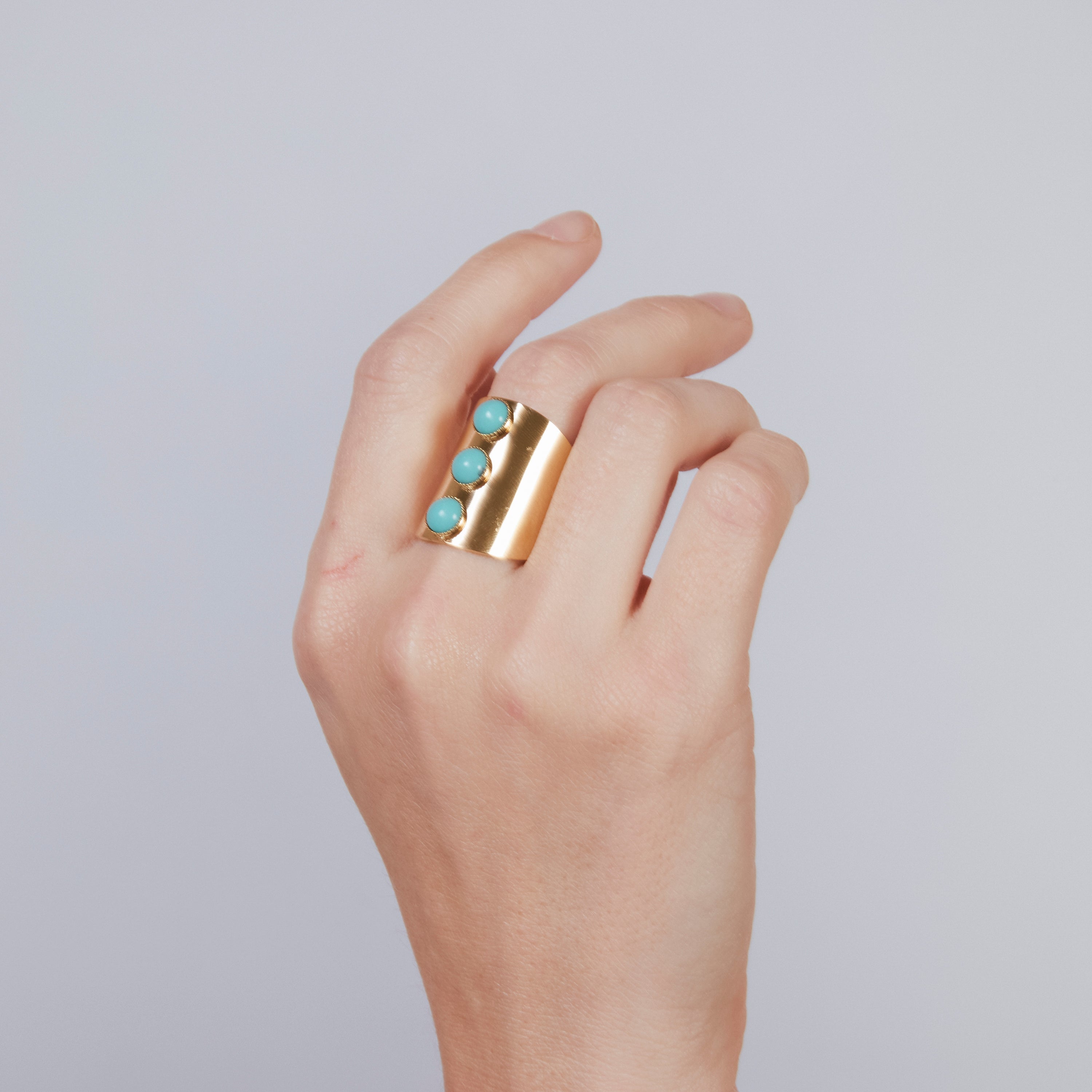 18k Yellow Gold Finished Turquoise Ring - Isum