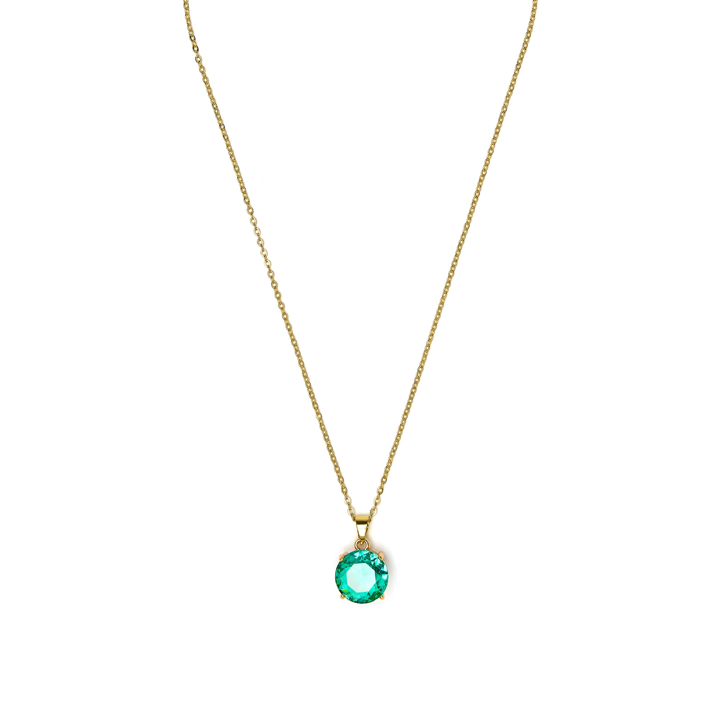 Colar com Quartzo Hidrotermal Verde Paraíba acabamento em ouro amarelo 18k - Amkru