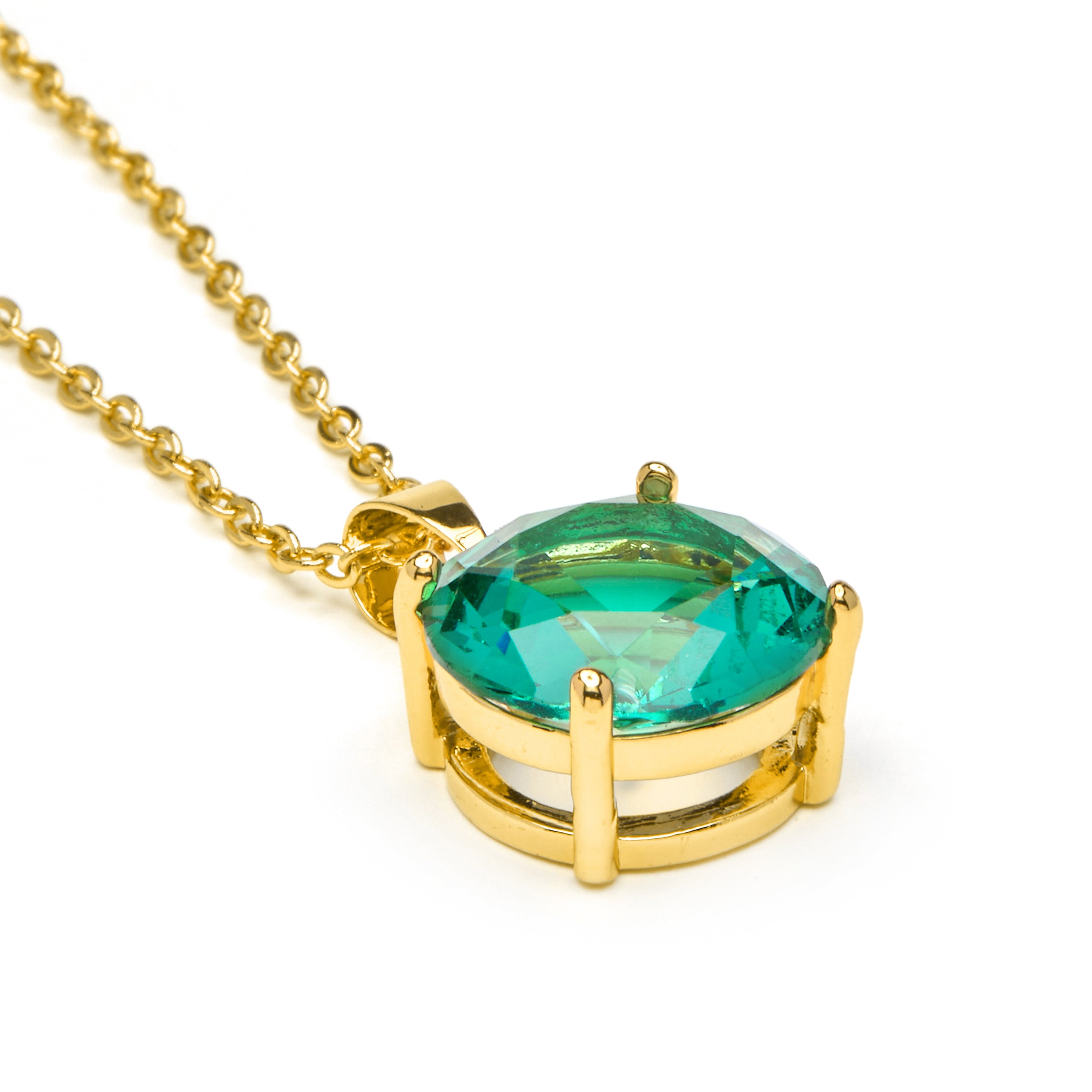 Colar com Quartzo Hidrotermal Verde Paraíba acabamento em ouro amarelo 18k - Amkru