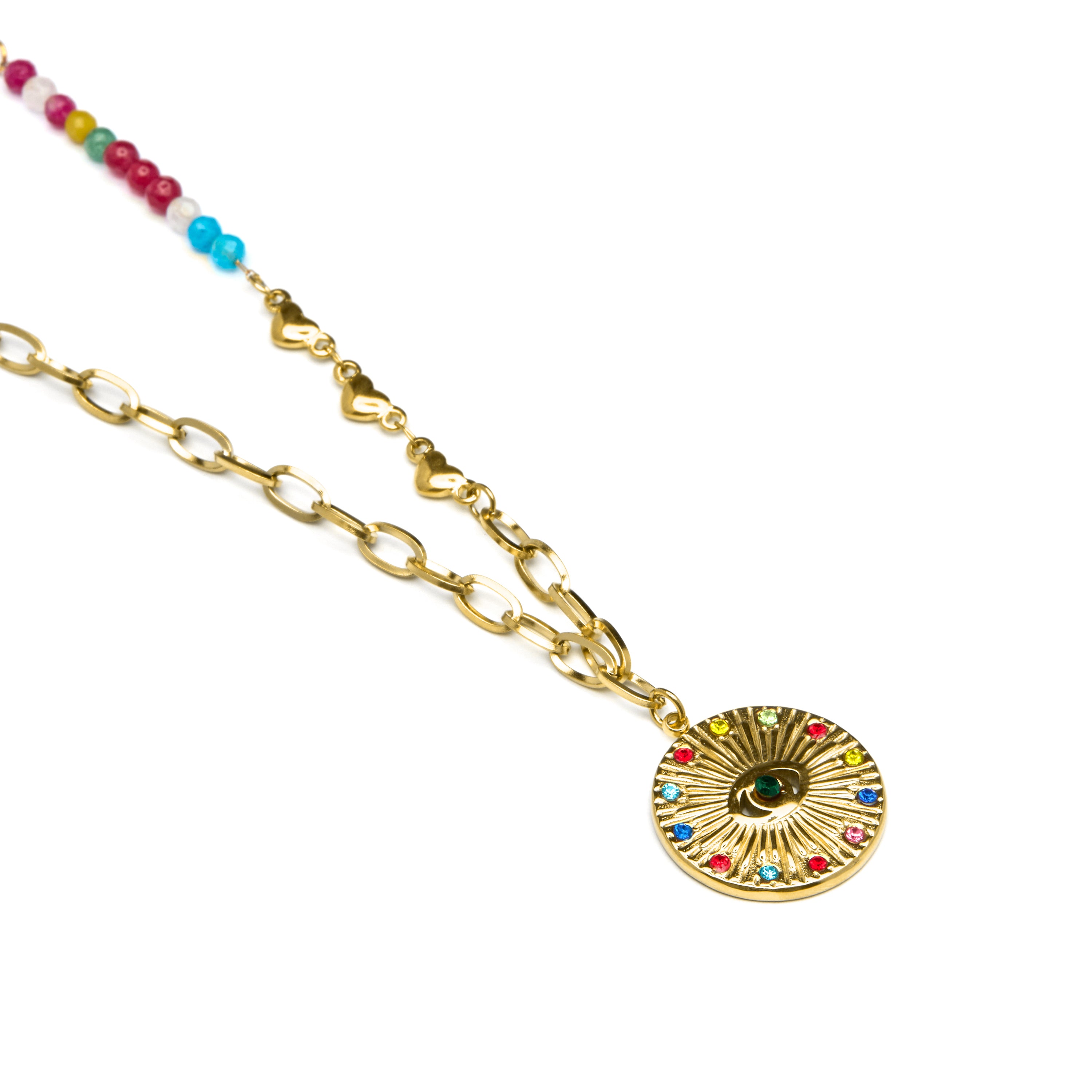 Collier en cristal multicolore finition or jaune 18K - Targey