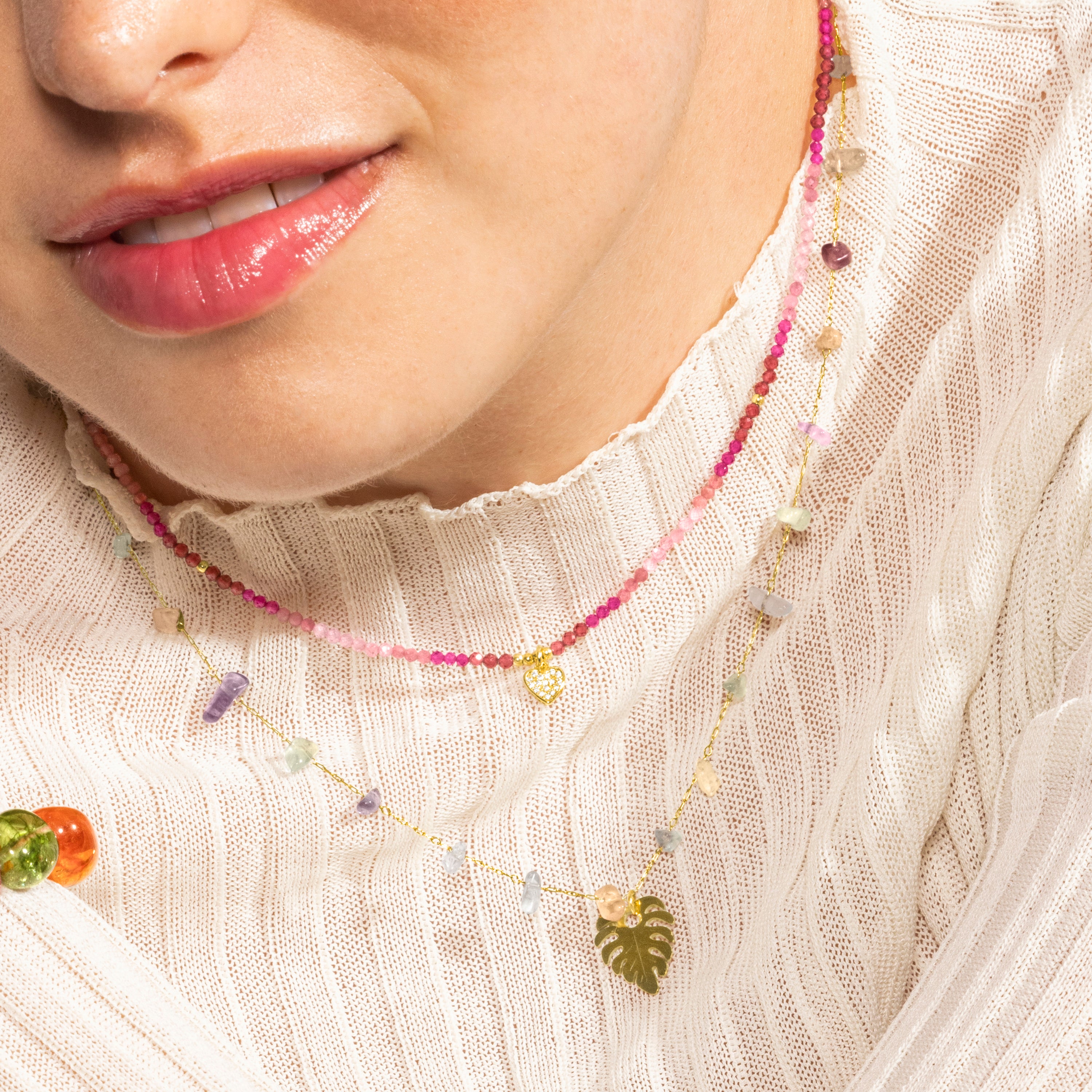 Multicolor Zirconia Necklace finished in 18K yellow gold - Ilonda