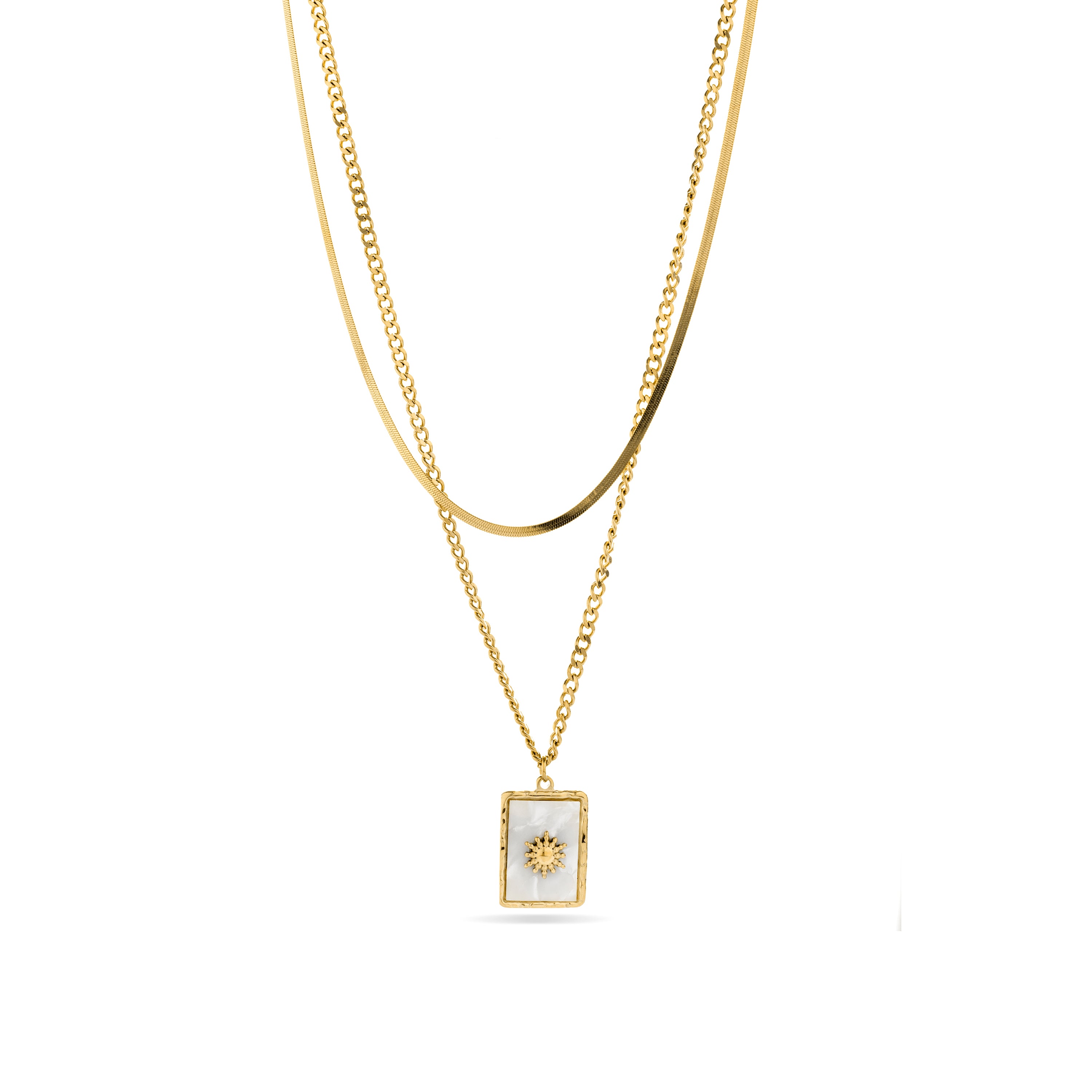 Weißes Perlmutt-Halsband mit 18K Gelbgold-Finish - Diasy