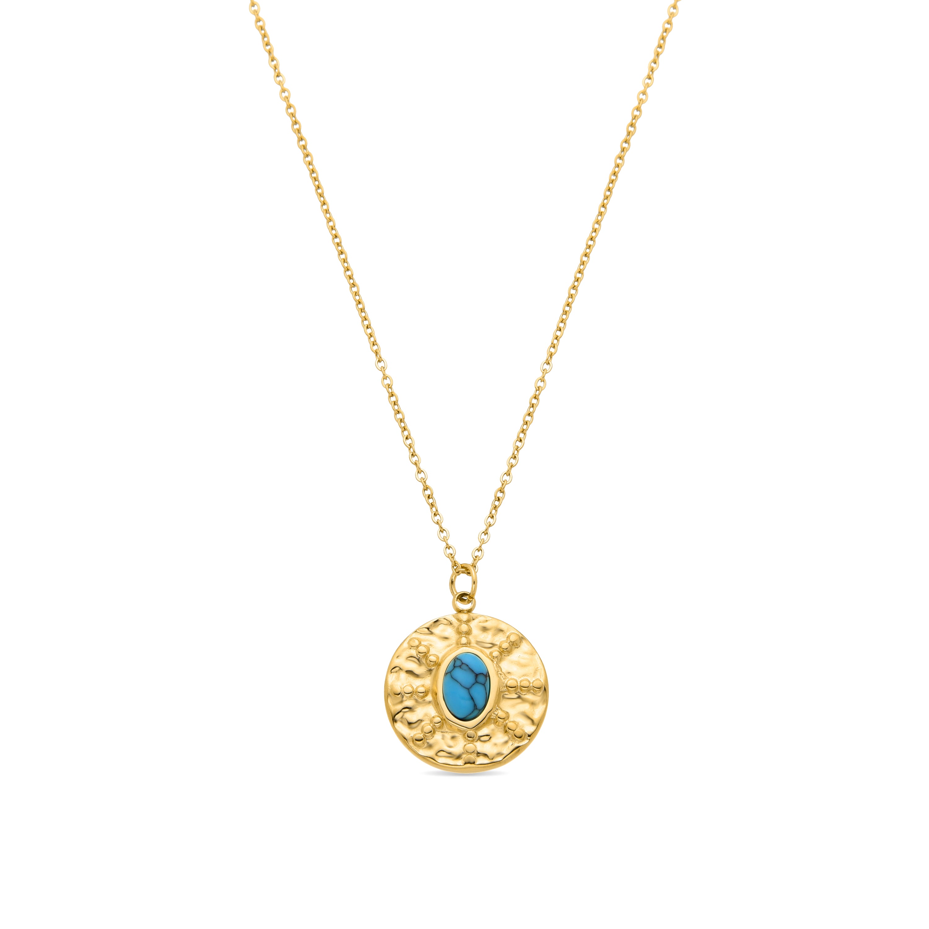 Colar de turquesa acabado em ouro amarelo 18K - Riadra