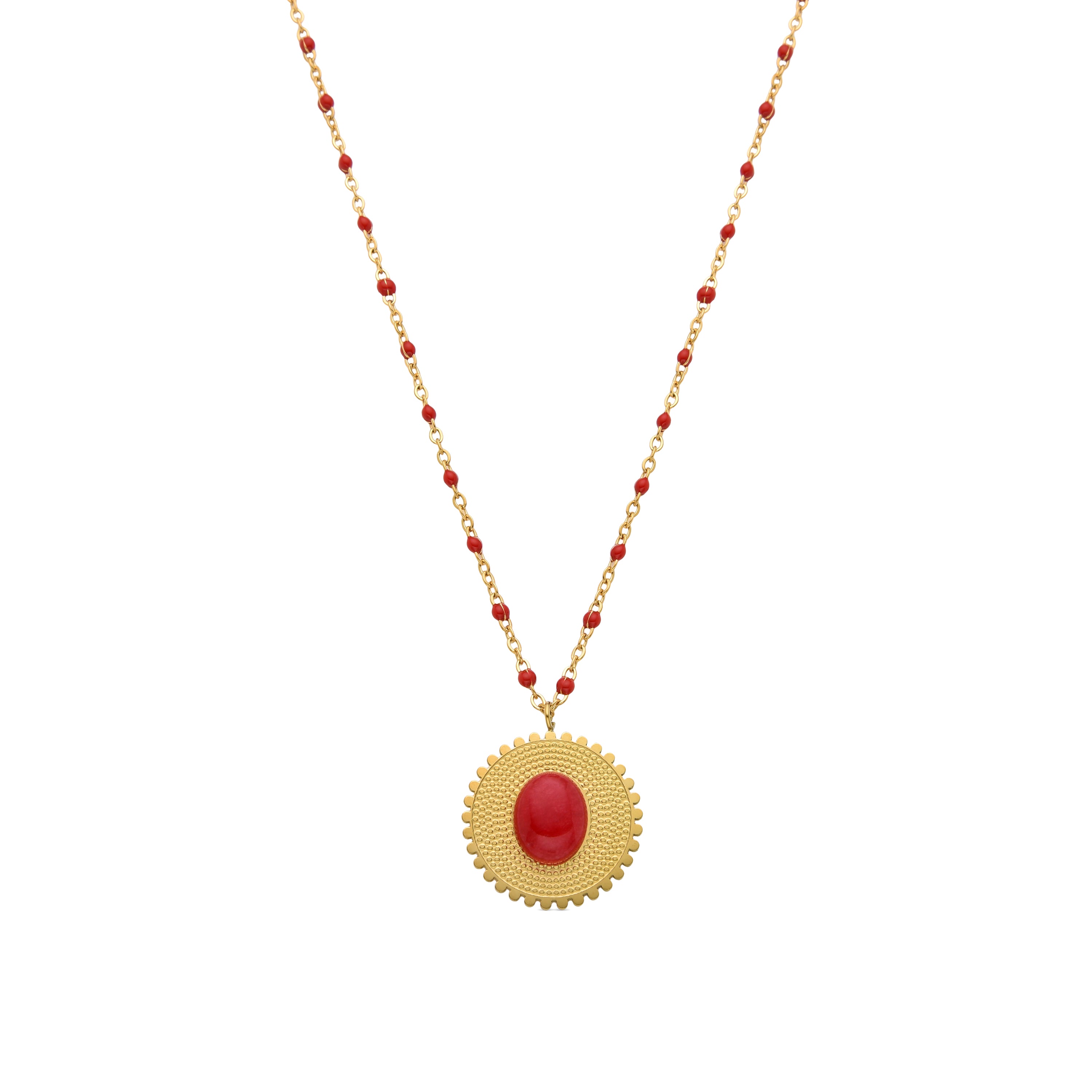 Colar de Coral acabado em ouro amarelo 18K - Zarwa