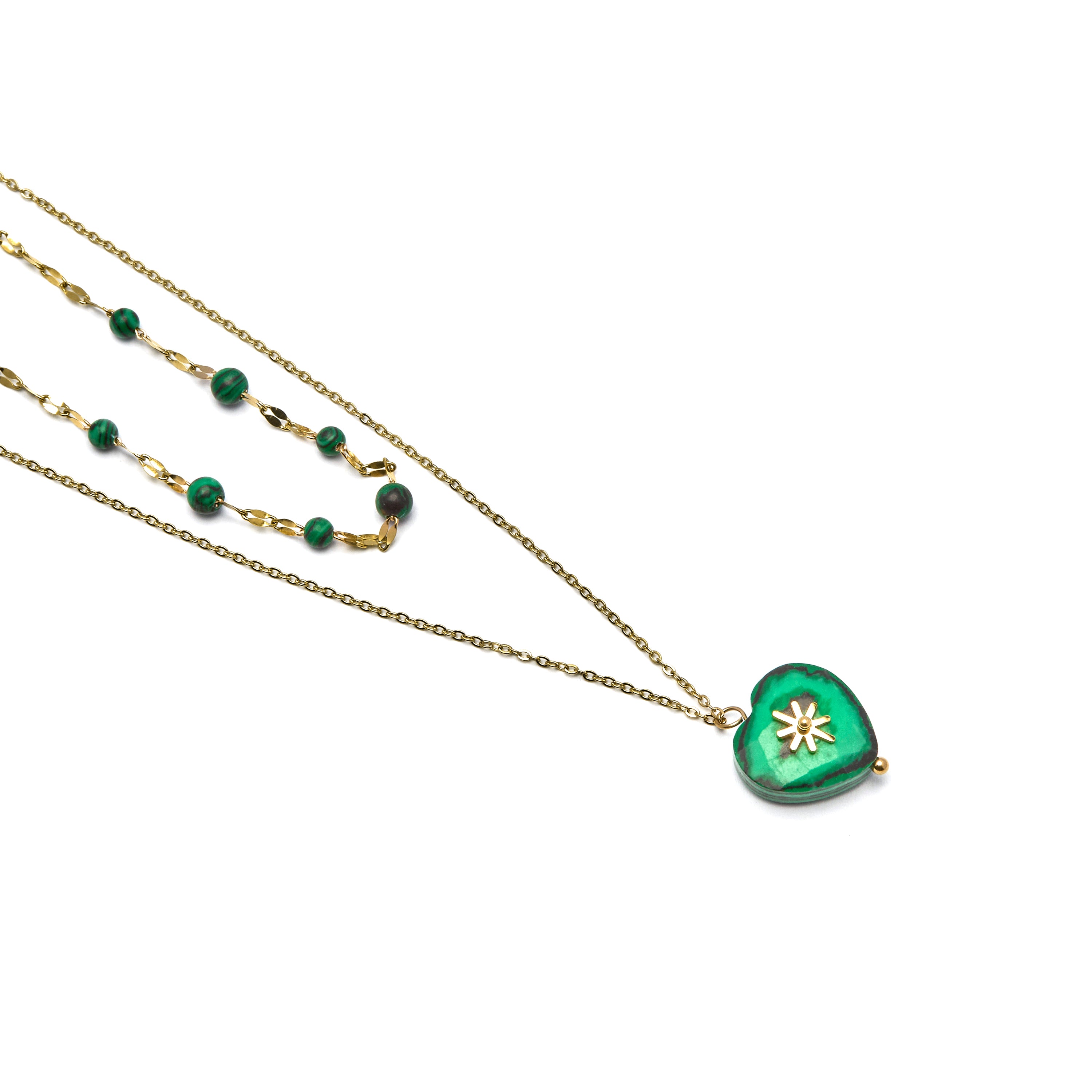 Collar de Malaquita acabado en rodio - Besya
