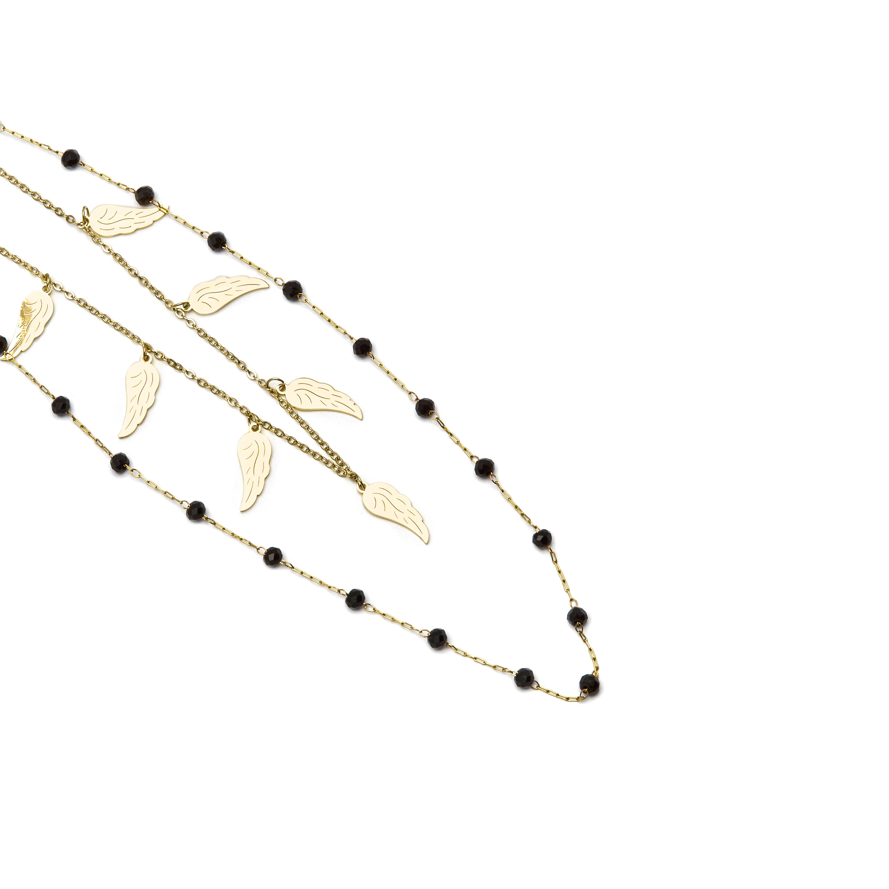 Onyx-Halskette mit 18K Gelbgold-Finish - Omka