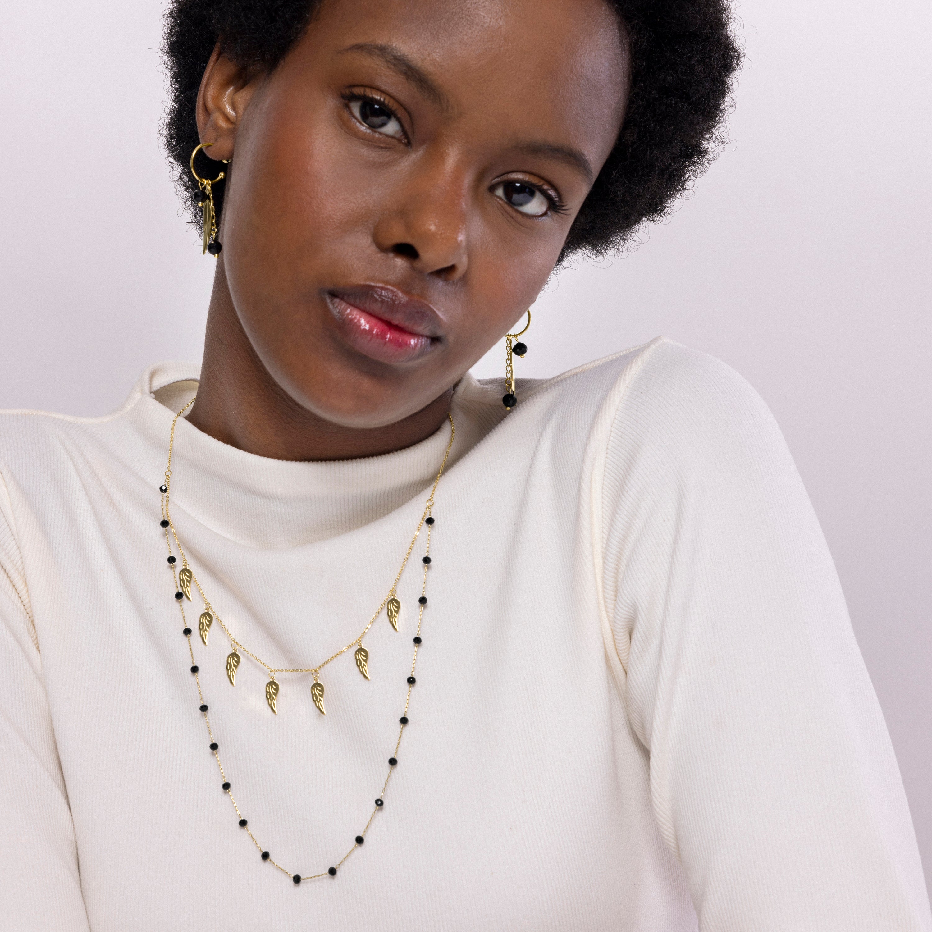 Collier en onyx fini en or jaune 18K - Omka