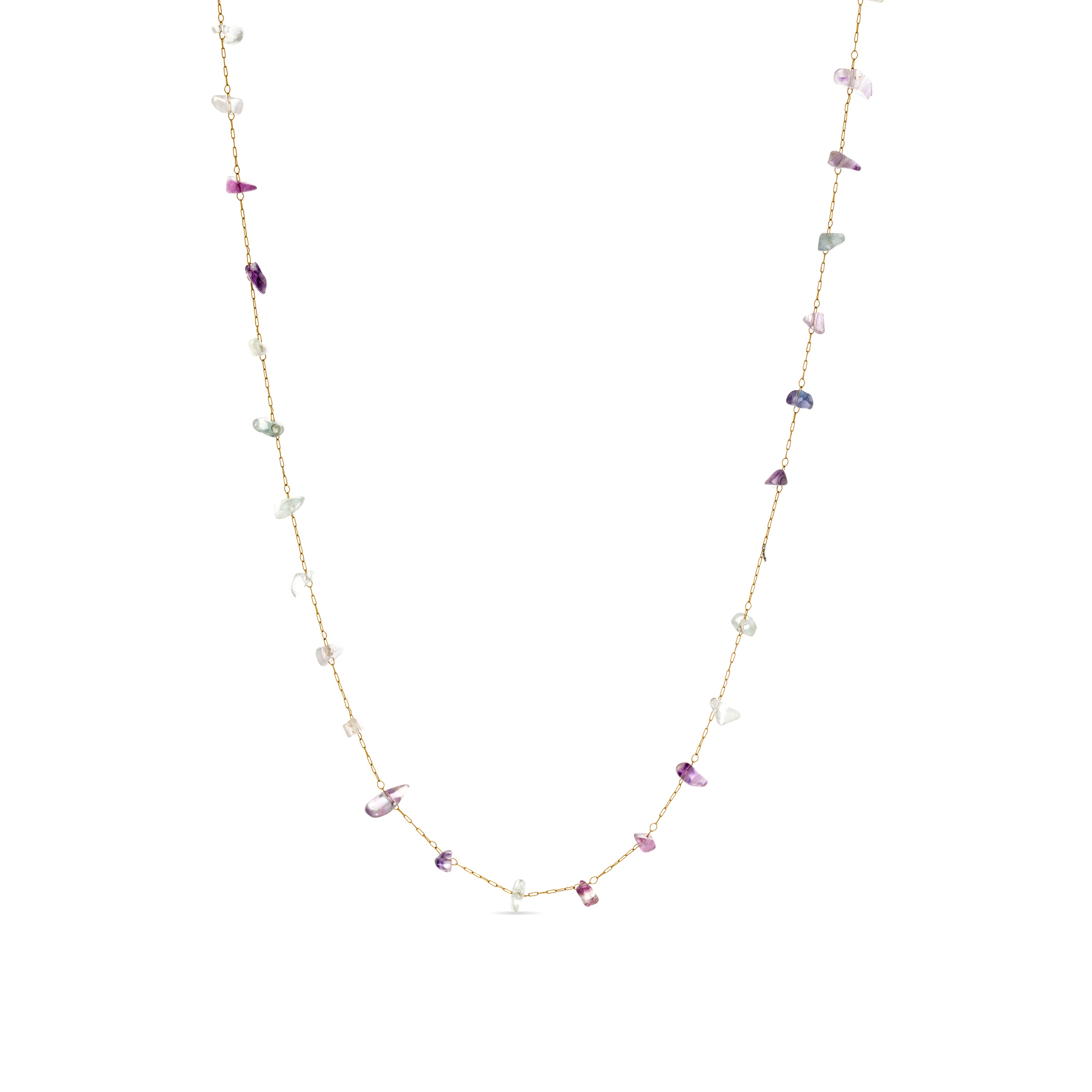 Multicolor Natural Stone Necklace finished in 18K yellow gold - Bidain