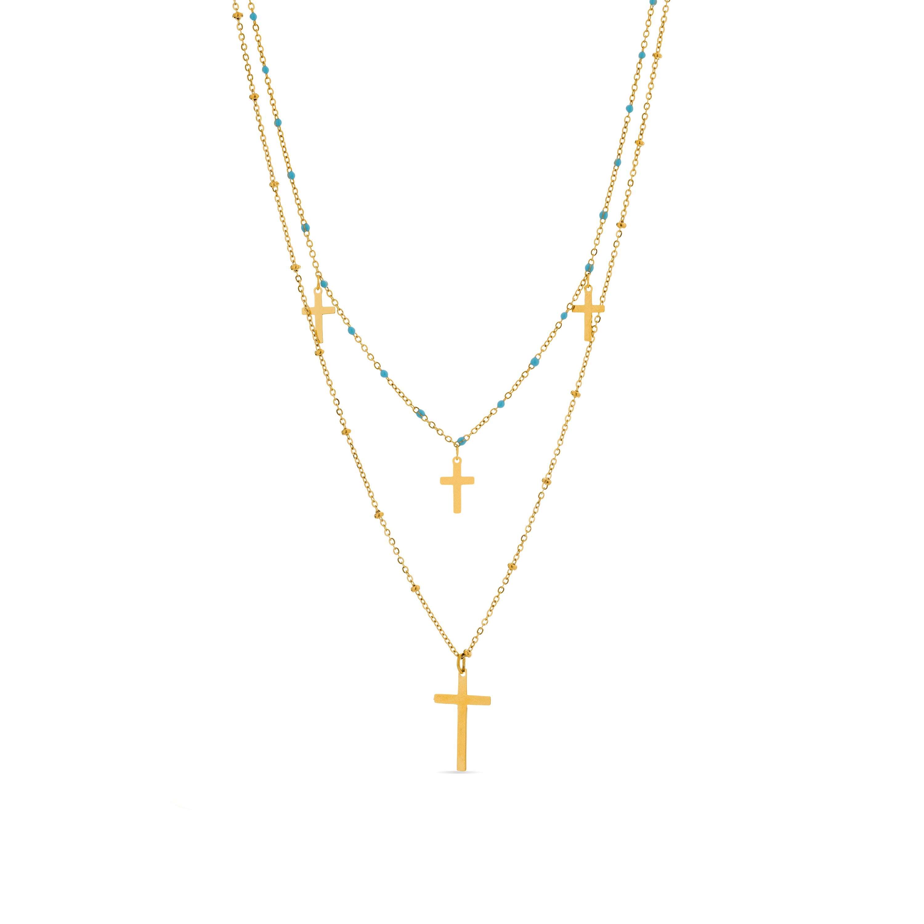 Blue Crystal Necklace finished in 18K yellow gold - Lidriel